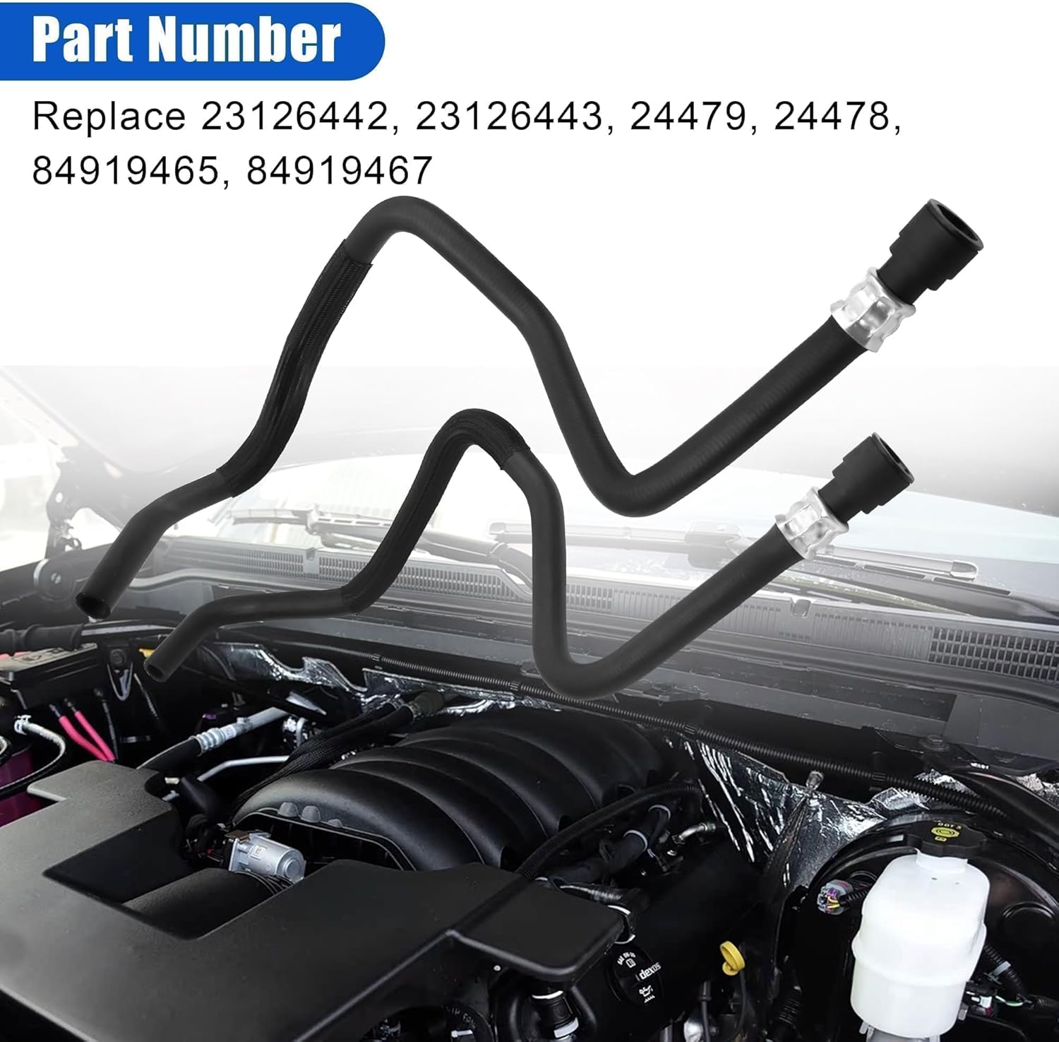 Heater Outlet Hose and Heater Inlet Hose Fit for 2018 Chevy Cheyenne for 2014-2018 Silverado 1500 and 2500 for 2014-2019 Sierra 1500 for 2019 Sierra 1500 Limited Replace 23126443 23126442