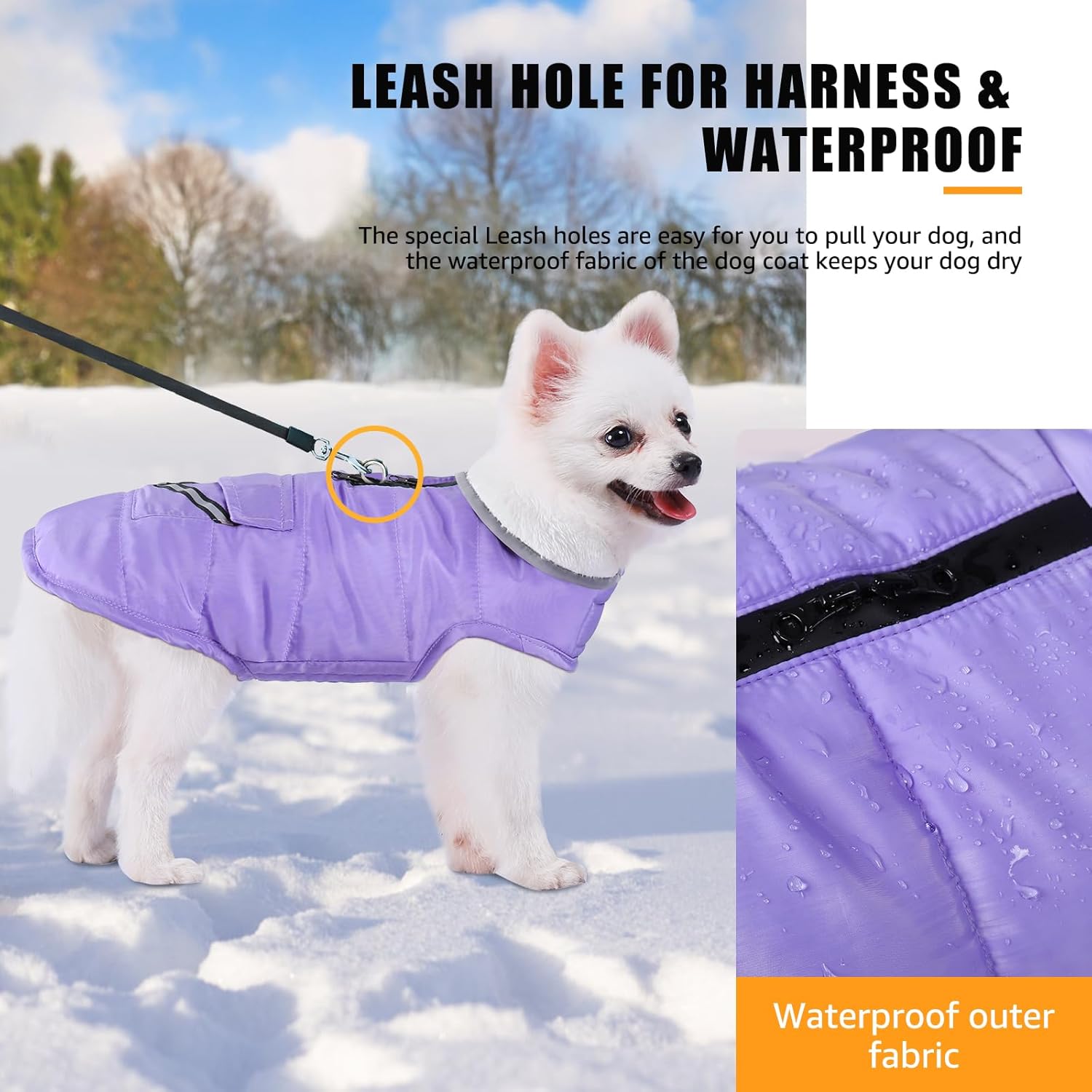 iBuddy 犬用冬用コート フリースベスト付き、防水 暖かい 犬用スノージャケット 防風、反射 調節可能 ペット 犬 寒い冬のコー