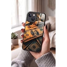 Apple iPhone 15 ile Uyumlu Dolar Banknot Tasar ml  Glossy Premium Silikon K l f, Siyah