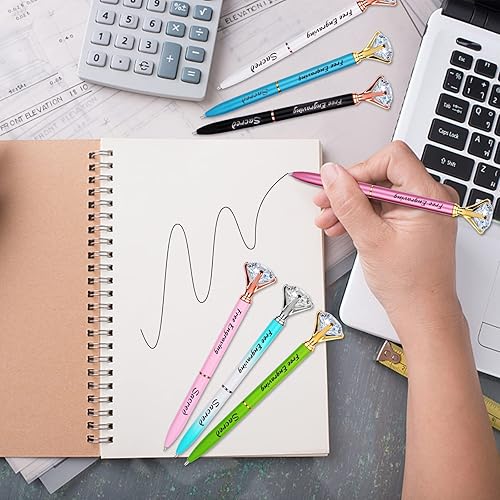 Miniatura 6 de NGTSFLY 8 bolígrafos de diamante personalizados grabados con nombretexto personalizado, juego de bolígrafos de regalo para escribir, bolígrafos de