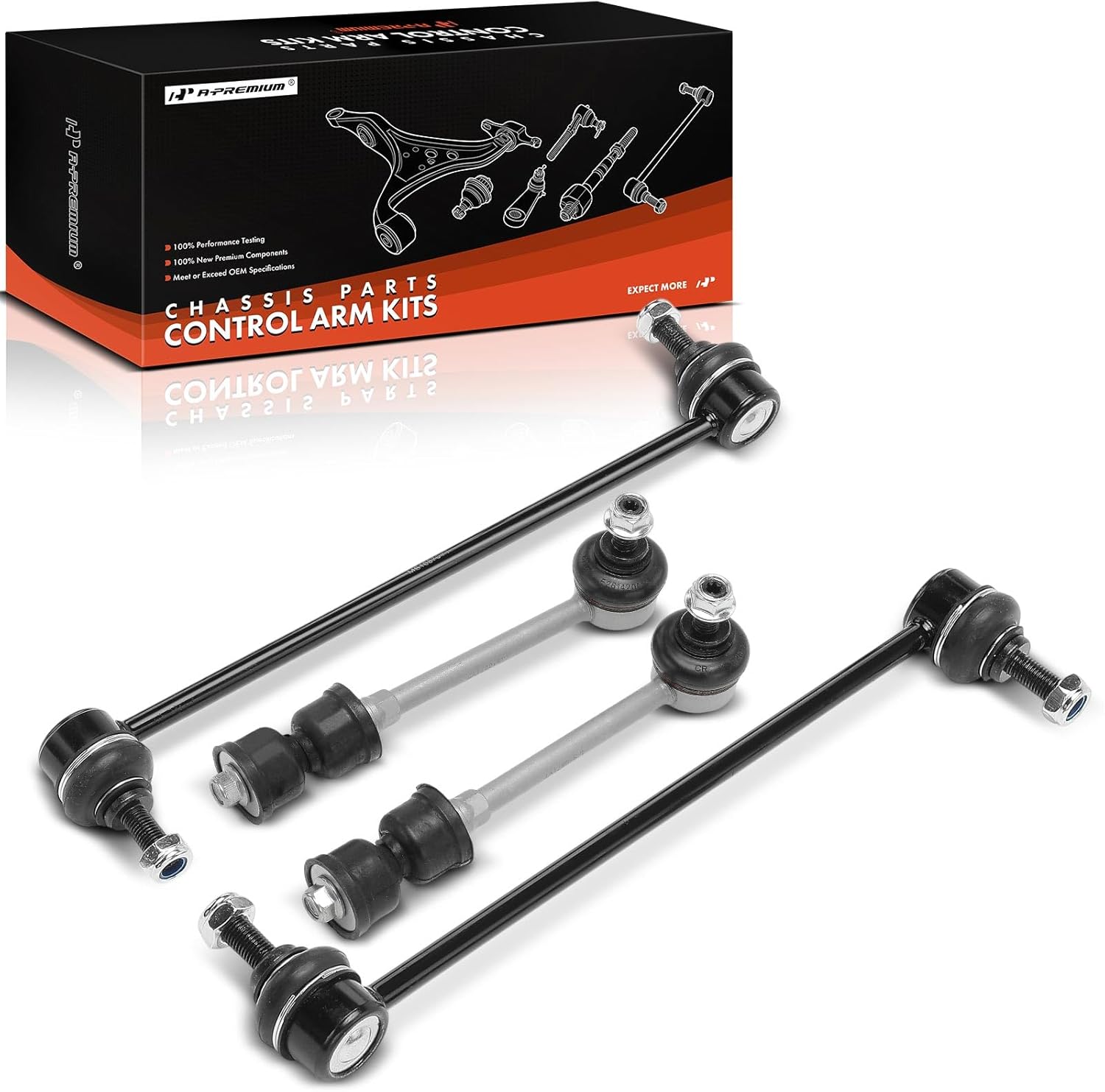 A-Premium Set of 4, Front and Rear Sway Bar Links Stabilizer Bar Links Kit, Compatible with Volvo XC60 2010-2017, S60 2011-2018, XC70 2008-2016, S80 2007-2016, V60 2015-2018, V70 2008-2010