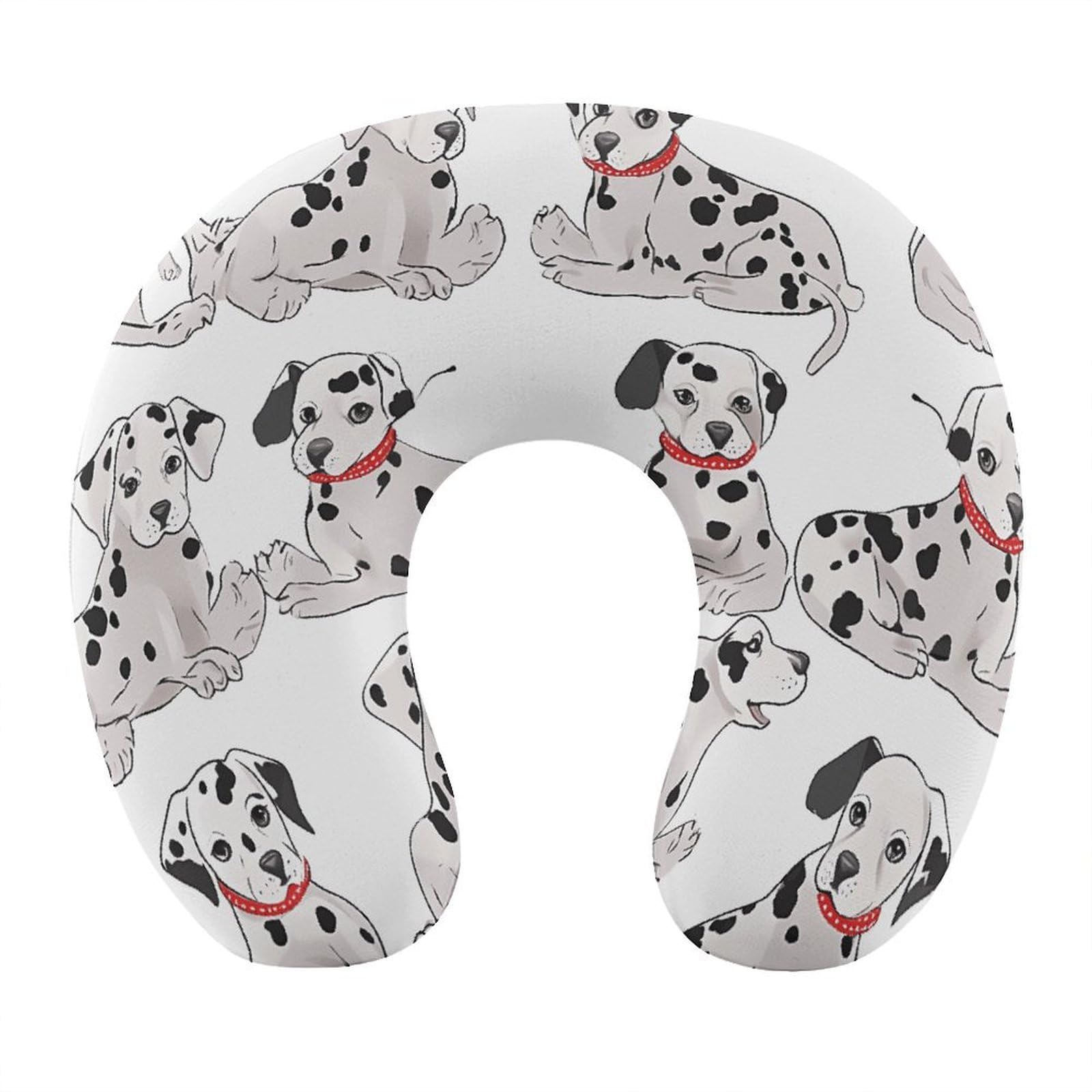 VstaDank Cute Dalmatian Neck Pillow Memory Foam Sleeping U Shaped Pillows Cooling Travel Head Support Pillows Super Lightweight Portable Airplane Pillow for Car Office Rest