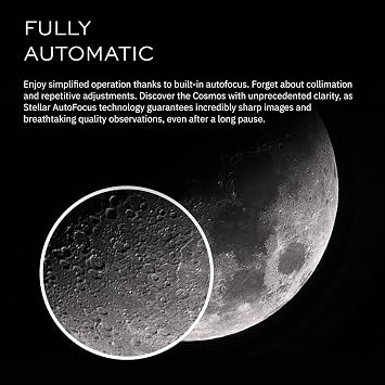 Odyssey - UNISTELLAR Smart Telescope (no Eyepiece), 85mm f/3.9 (320mm) Digital & Computerized, App-Controlled Motorized Alt-Az, Enhanced Vision, RAW/FITS Export, 64GB, Tripod, 5h Battery (Black)