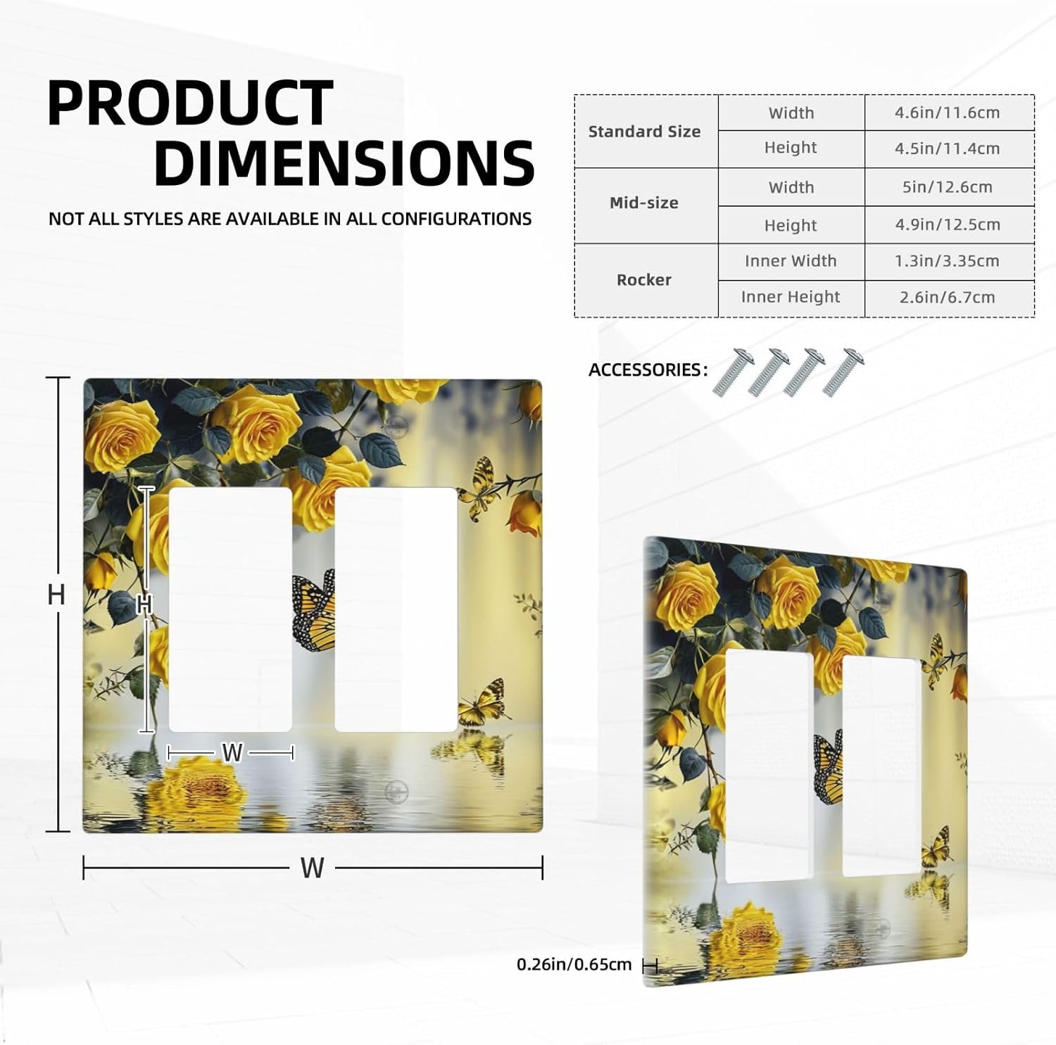 Outlet Covers Spring Lake Butterfly Flower Yellow Rose Floral 2 Gang Wall Plate Double Rocker Light Switch Cover Decorative GFCI Receptacle Electrical Switch plate Cover for Home Decor image 5