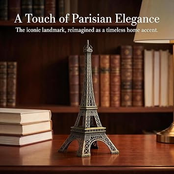 HOMSFOU Vintage Eiffel Tower Model 3D Architectural Craft Alloy Figurine Desktop Decor Landmark Ornament Gift