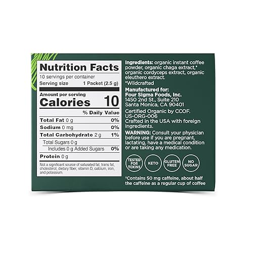 Vista 2 de Four Sigmatic - Café instantáneo orgánico en polvo Café instantáneo arábica individual con Cordyceps, Chaga y Eleuthero Mezcla instantánea
