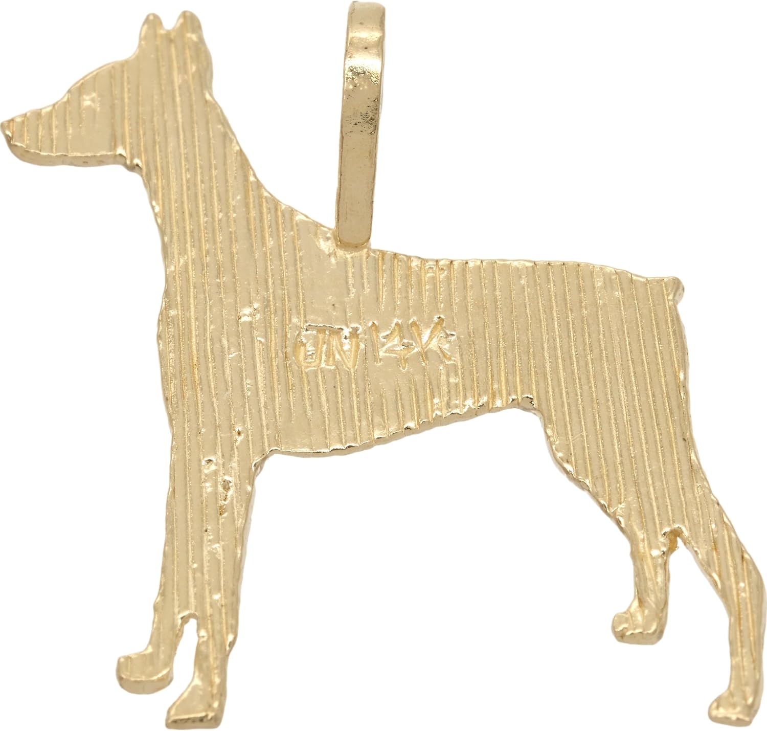 FindingKing 14K Yellow Gold Doberman Pinscher Charm Dog Jewelry