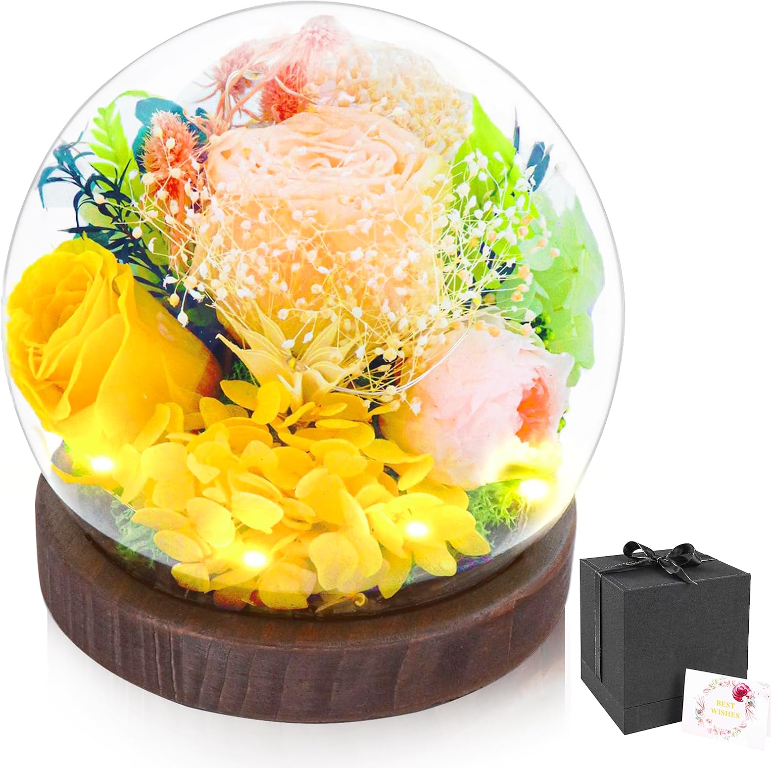 Preserved Flowers Eternal Roses in Glass Dome for Women Mom Wife Grandma, Unique Gifts for Christmas, Valentine's Day, Mother's Day, Birthday