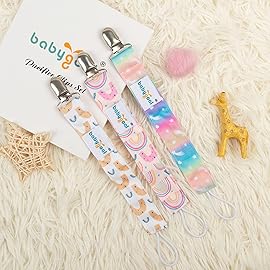 babygoal Rainbow Pacifier Clips, 6 Pack Pacifier Holder Fits for Most Pacifier Styles 6MP26-B