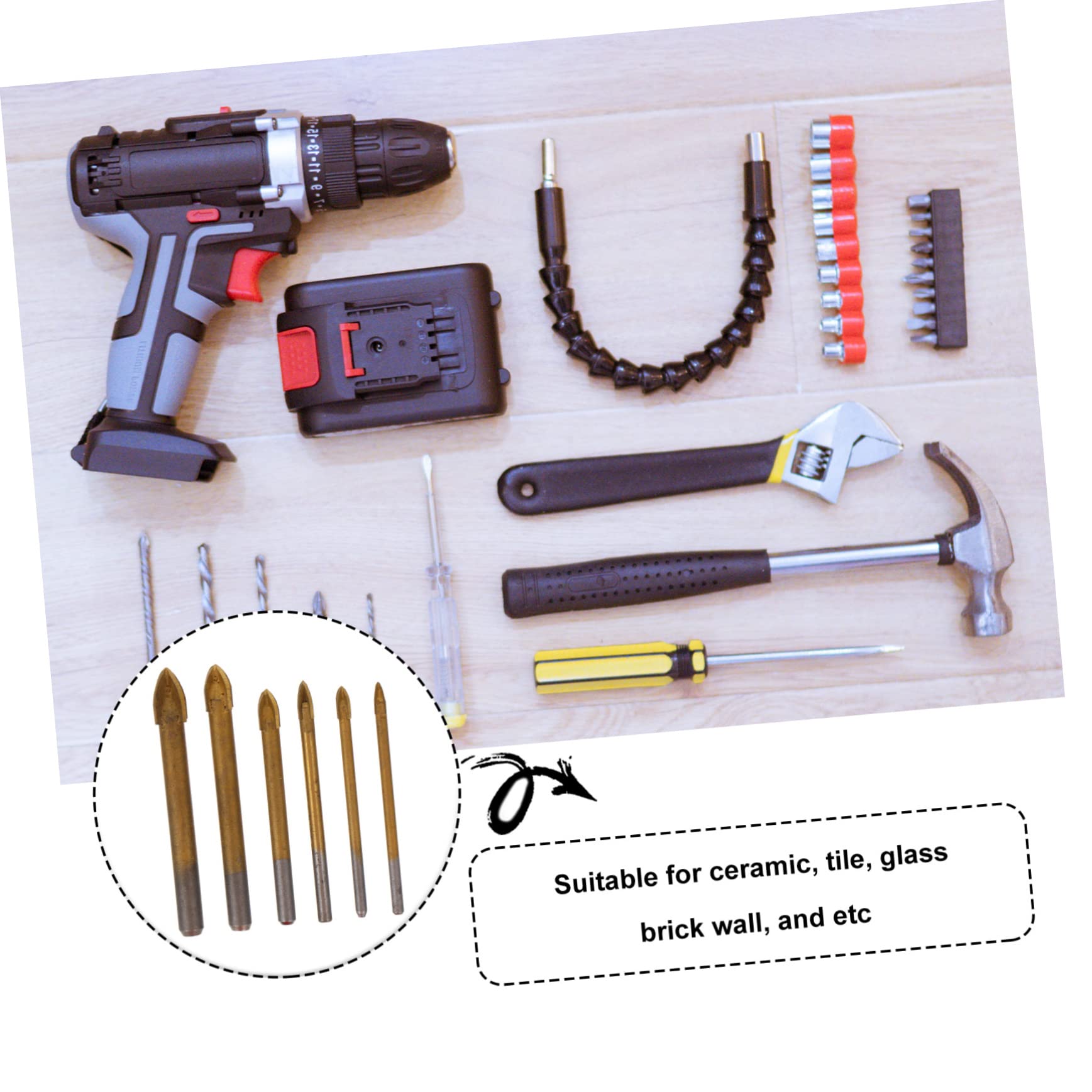 NUOBESTY 3 Juegos Broca Para Azulejos Albañilería Perforar Agujero Teja Broca De 4 Filos Para Cerámica Para Espejo Accesorios Para Herramientas Manuales Metal