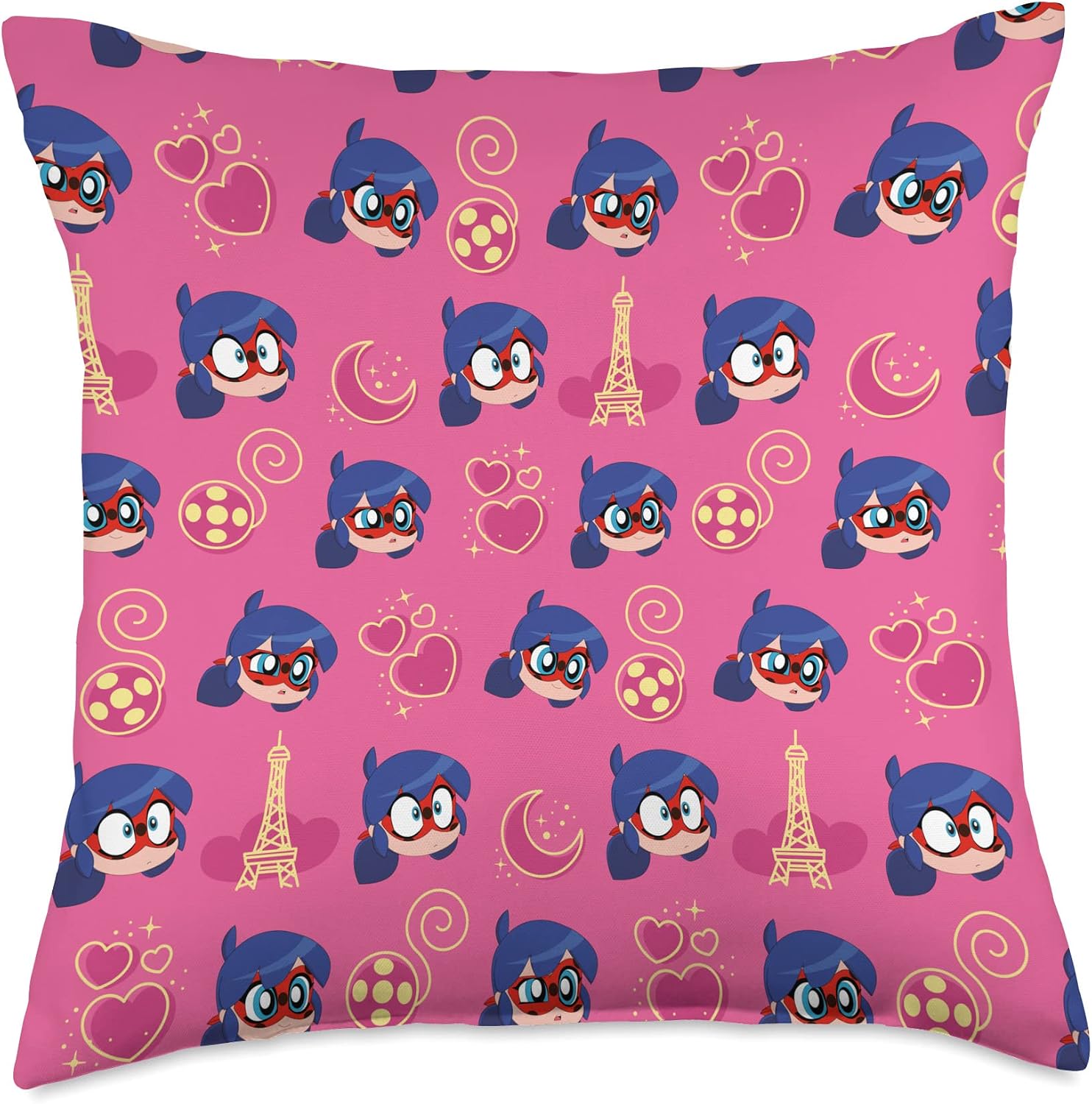 Miraculous Ladybug Chibi Collection Labybug in Paris Pattern Throw Pillow
