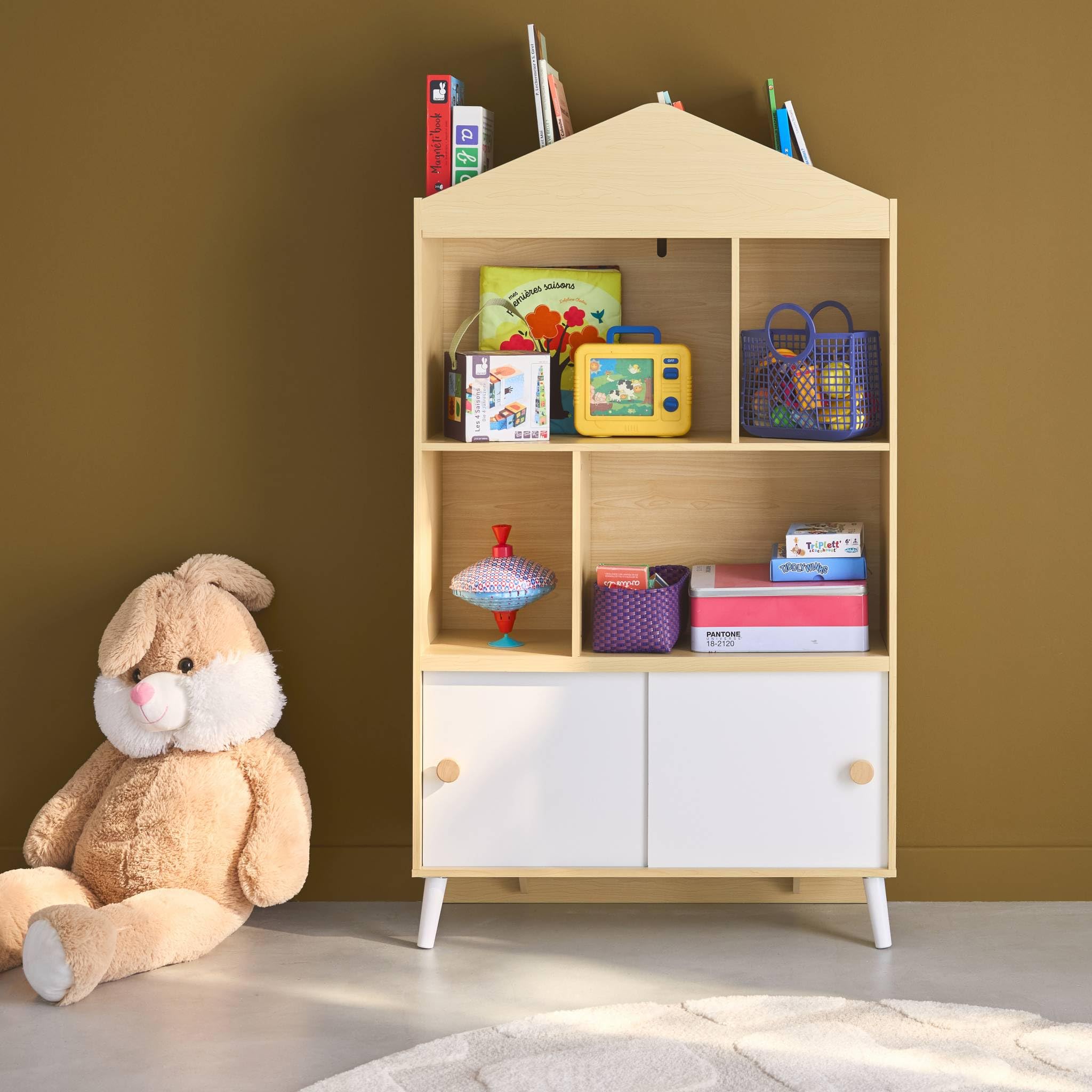 Bibliothèque Enfant Rose Avec 2 Portes Et 4 étagères - Dimensions 60x30x104,5 Cm, Système Anti-basculement - 6