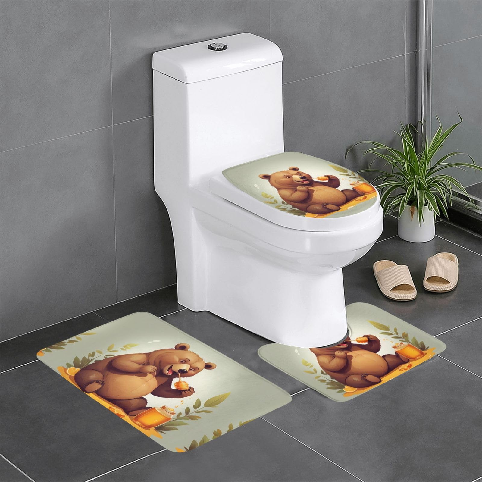 Tapis de salle de bain absorbant et antidérapant Bear Eats facile à nettoyer