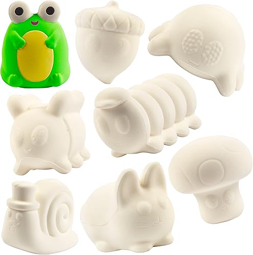Kit de manualidades para fiestas Jumbo Cute Critters Squishies (8 animales de jardín únicos), juguetes blandos con aroma Kawaii blanco, pintura,