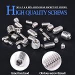 Glarks 200-Piece M3 4 5 6 8 Hex Allen Head Socket Set Screw Assortment Kit (304 Stainless Steel)