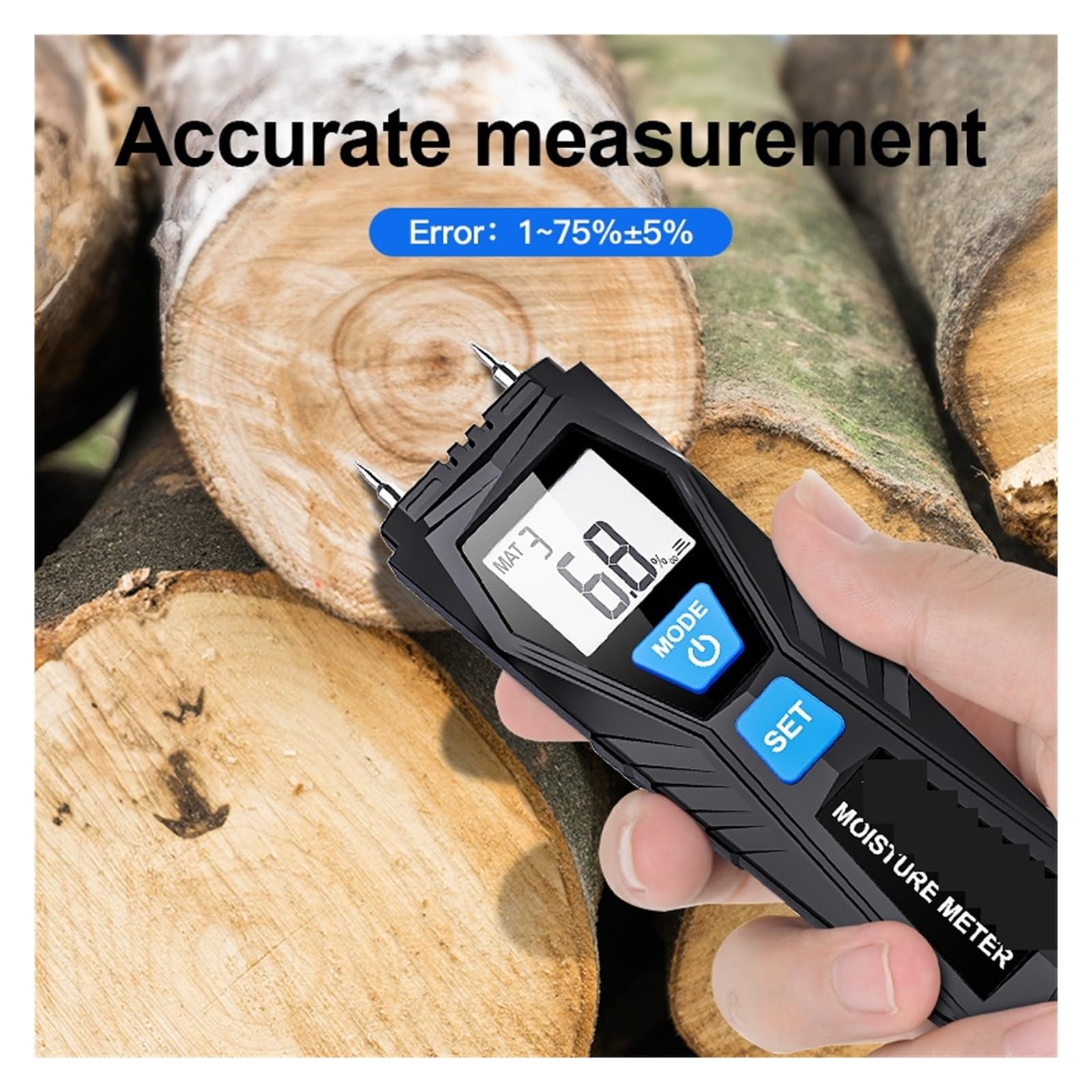 Misuratore di umidità del Legno Digitale Igrometro Rilevatore Sonda ad Alta precisione 0-75% Display LCD Piccolo Errore