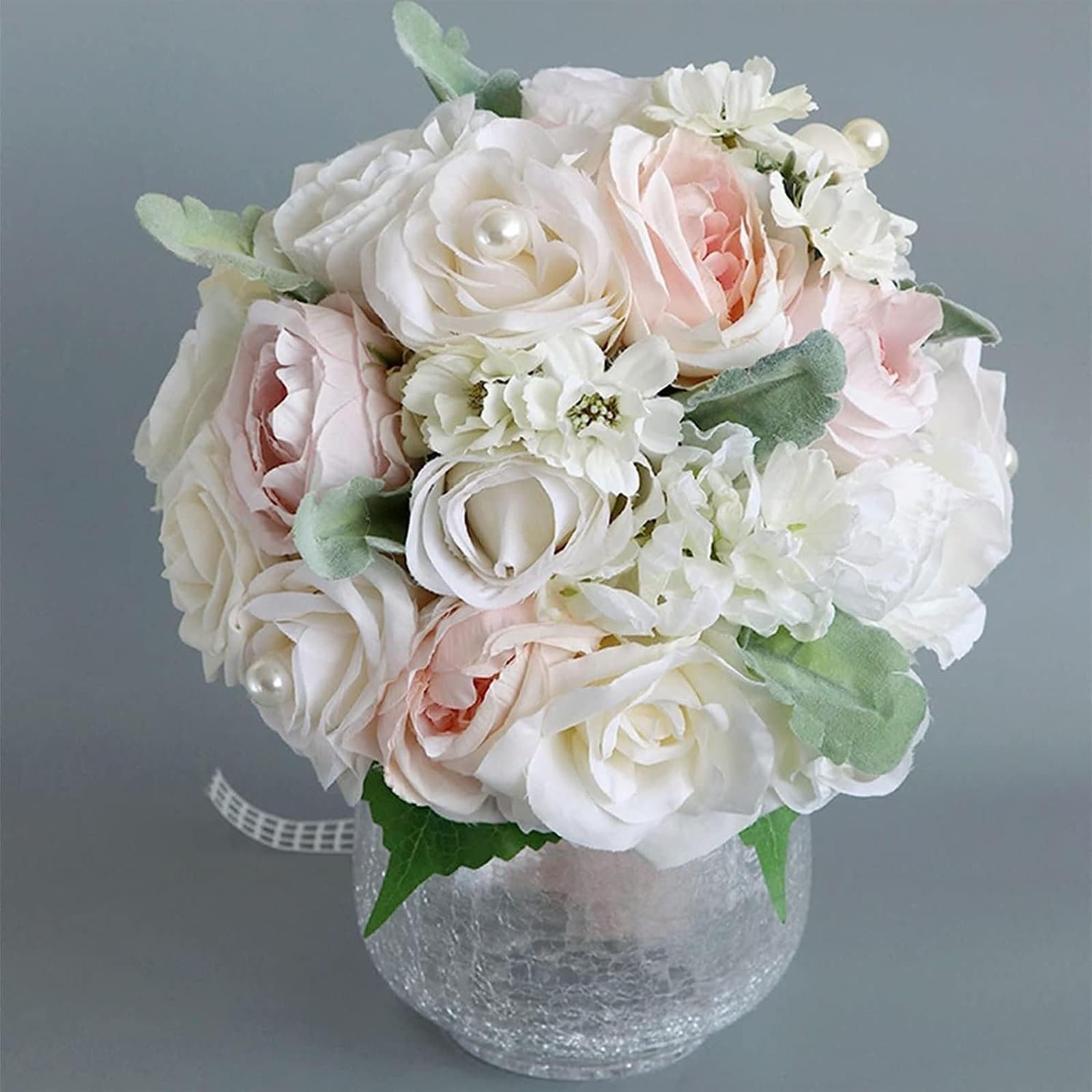 Hochzeitsstrauß for die Braut mit künstlichen Blumen, Champagner-Simulationsblumen, Dekorationszubehör for die Hochzeits- und Verlobungszeremonie, künstlicher Blumenstrauß aus Seide