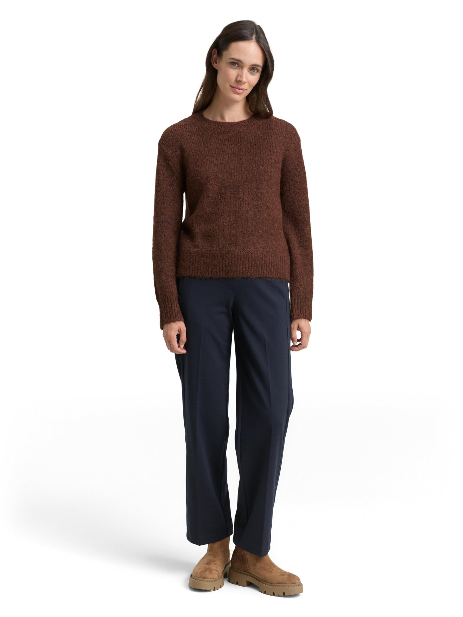 TOM TAILOR Damen Strickpullover mit Wollanteil