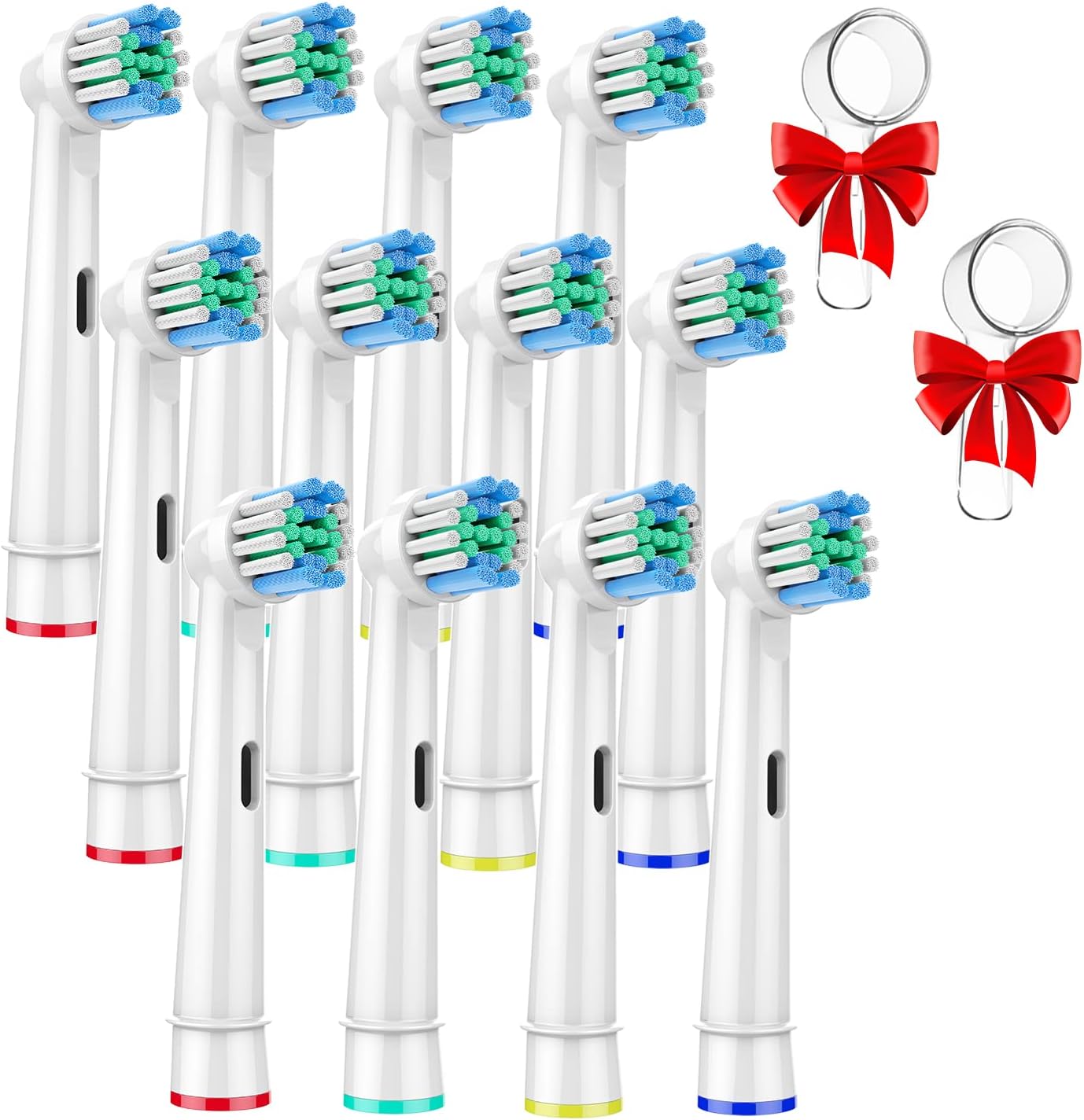 12PCS Replacement Toothbrush Heads compatible with Oral B Braun Electric Toothbrush Refills with 2 Pcs Brush Head Protection Cover