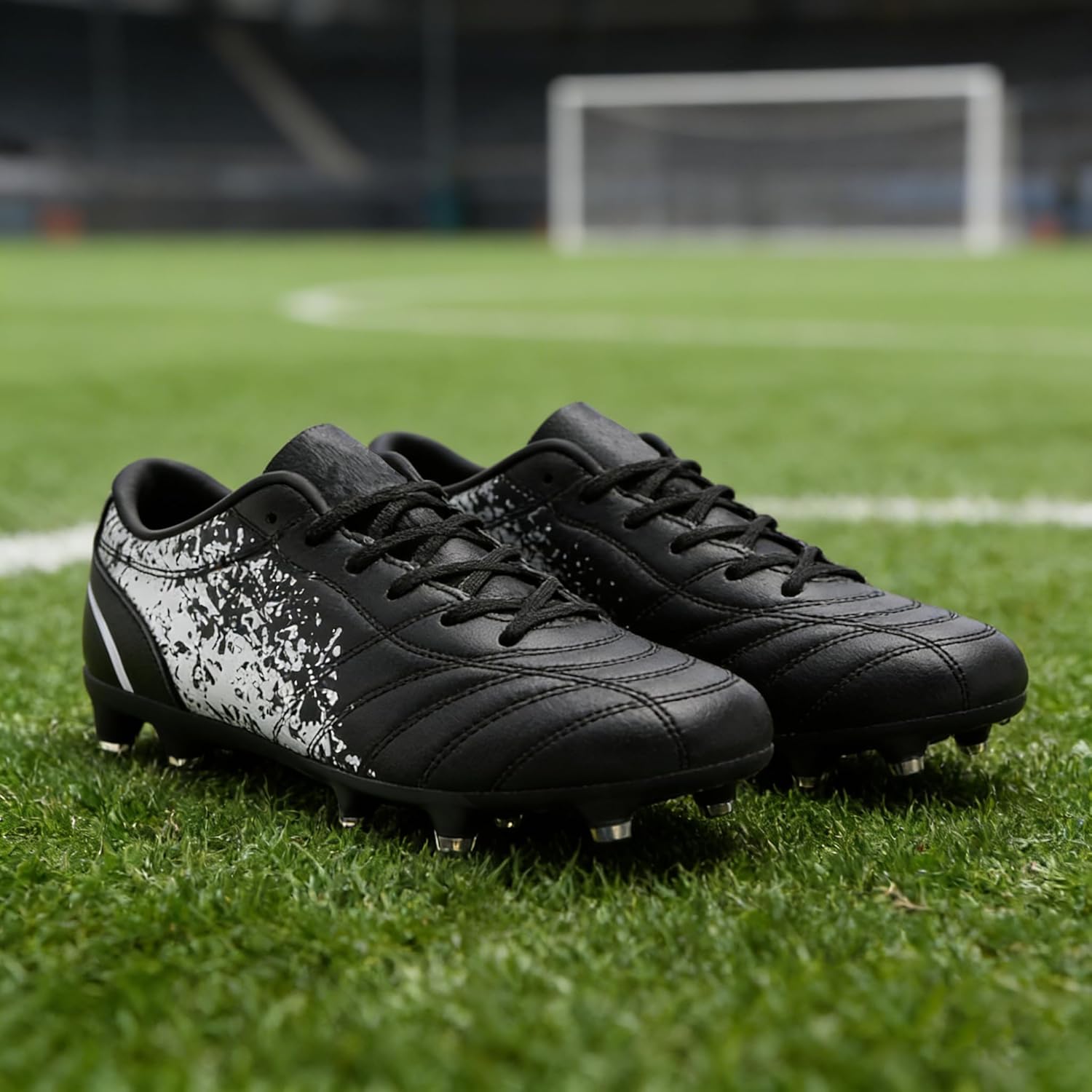 Hard Ground Football Shoes Suitable for Boys and GirlsTeenagers and Children Synthetic Leather Upper Polyurethane Sole Lightweight and Durable