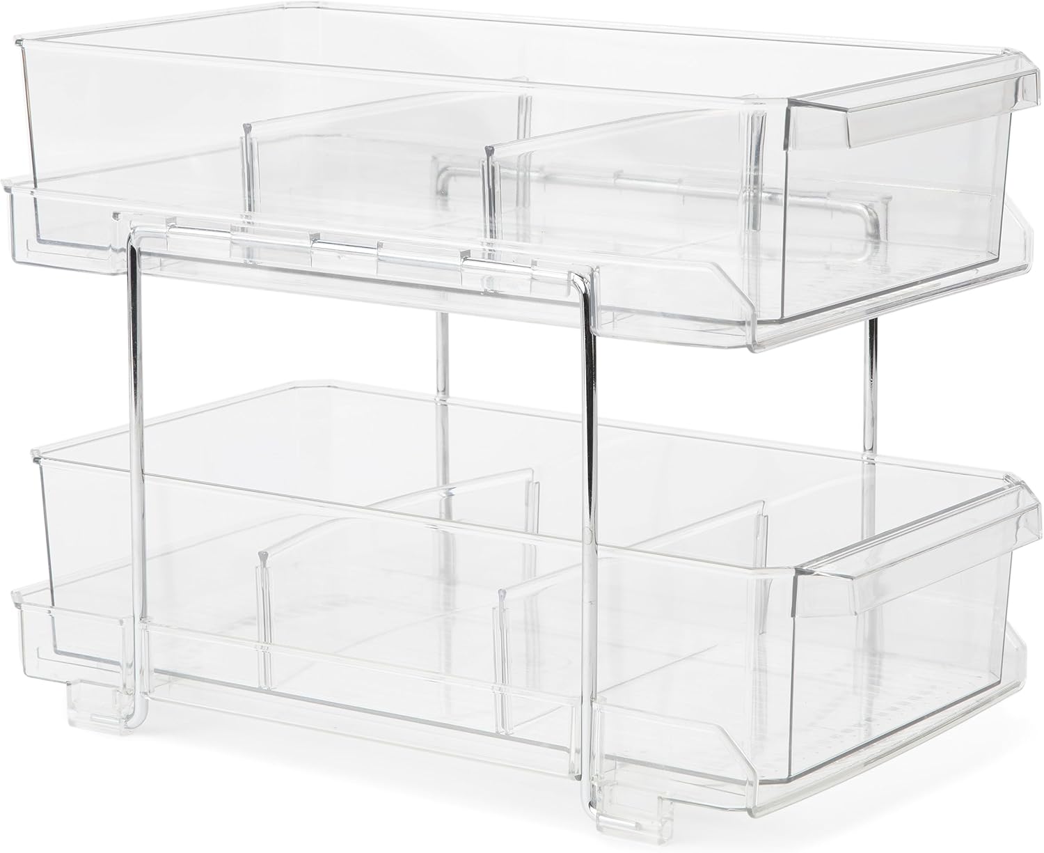 2Tier Clear PullOut Drawer Organizer Sleek, Compact