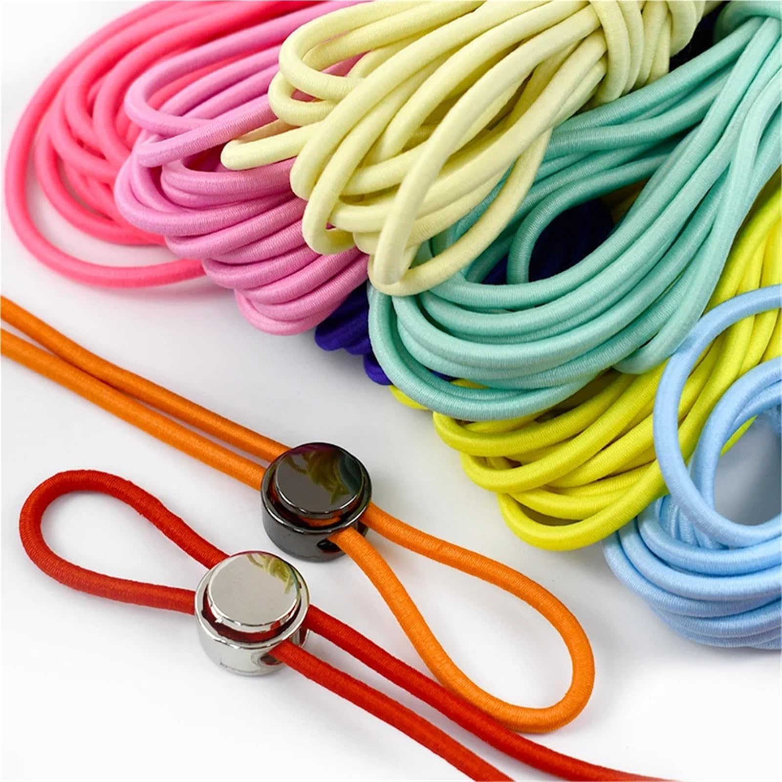 Elastico per Cucito Fasce Elastiche 4mm Hairband Corda di Gomma Elasticizzata for Metri Cintura for Abbigliamento Cavo Elastico Forniture for Cucire(Orange,50Meters(10Rolls))