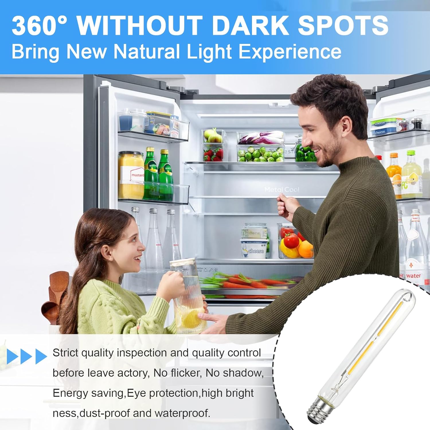 (4 Pack) T6.5 4W LED Tube Light Bulbs for Exit Sign Light, Refrigerator, Freezer Light Bulb 120V、4W、E17 Base