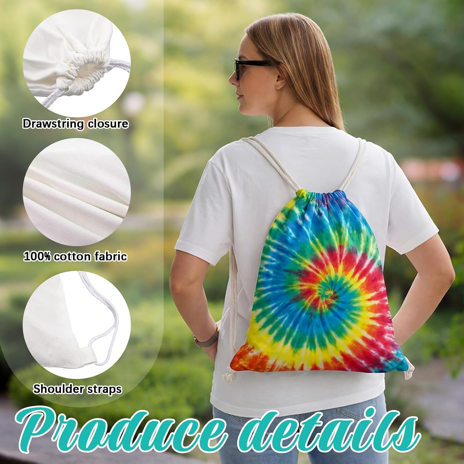 Silkfly 36 Pack White Cotton Tie Dye Blank Set Include 12 Pcs Bucket Hat,Drawstring Bag and Bandanas,DIY Craft Supplies for Tie Dye Party, Back to School, Large Groups