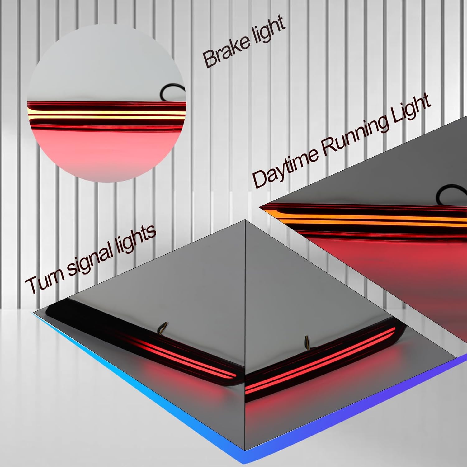 2Pc Full LED Rear Bumper Reflector Lights Kit for Chevy Suburban 2021 2022 2023 2024 Tail Lamp Brake Fog Lamps Daytime Running Light Turn Signal Lamp Accessories (Smoked)