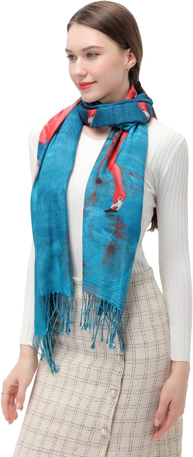 XINYUN Women's Fashion Scarf with Art Printed Tassel Soft Cashmere Warm Large Blanket Wrap Shawl for gift - Image 3