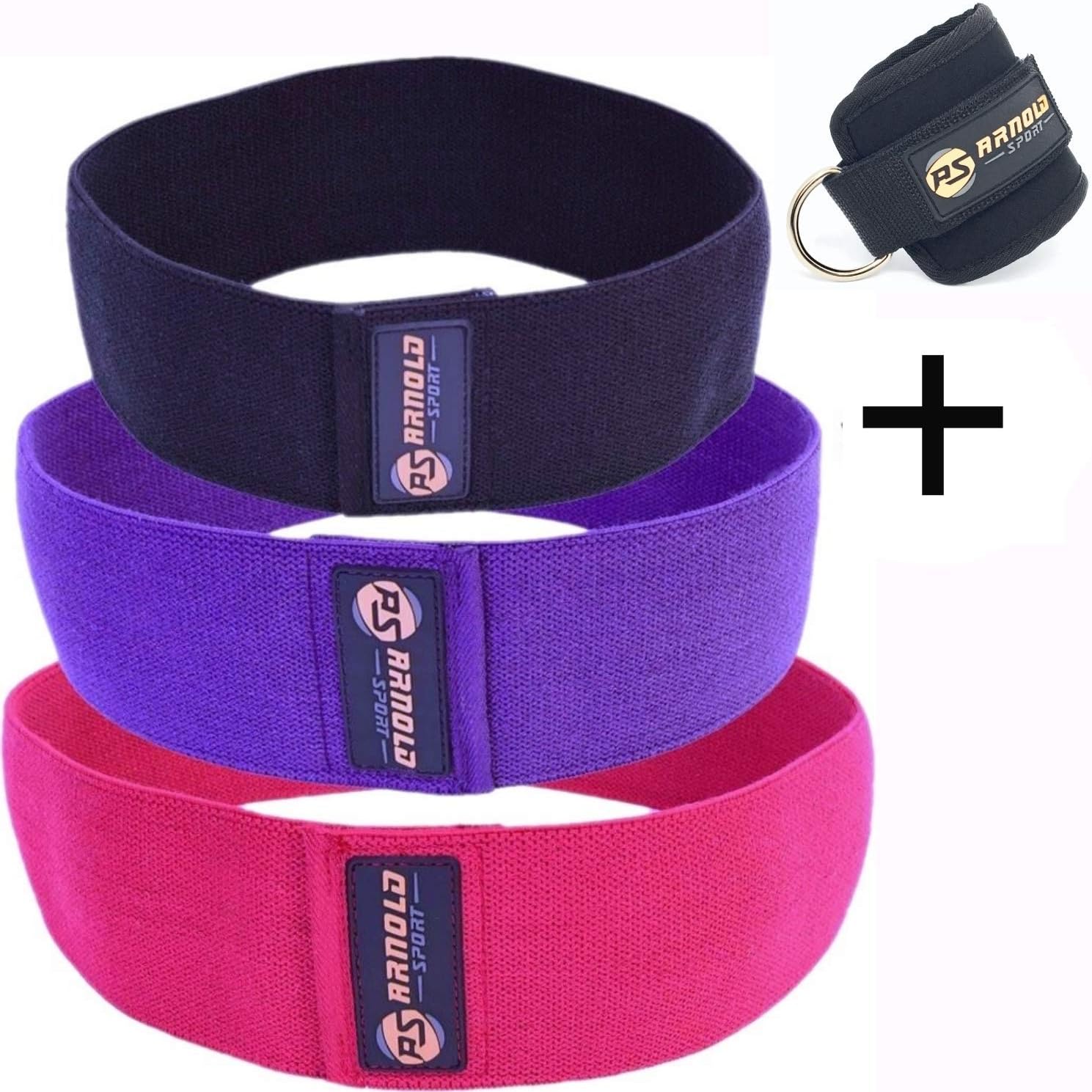 ArnoldSport Hip Resistance Band Circle Kit for Booty Resistance Workout Bands, Set of 3, Perfect for Squats, Legs, Butt, Thigh, and Hip Workout. Exercise Guide and Carry Case Included