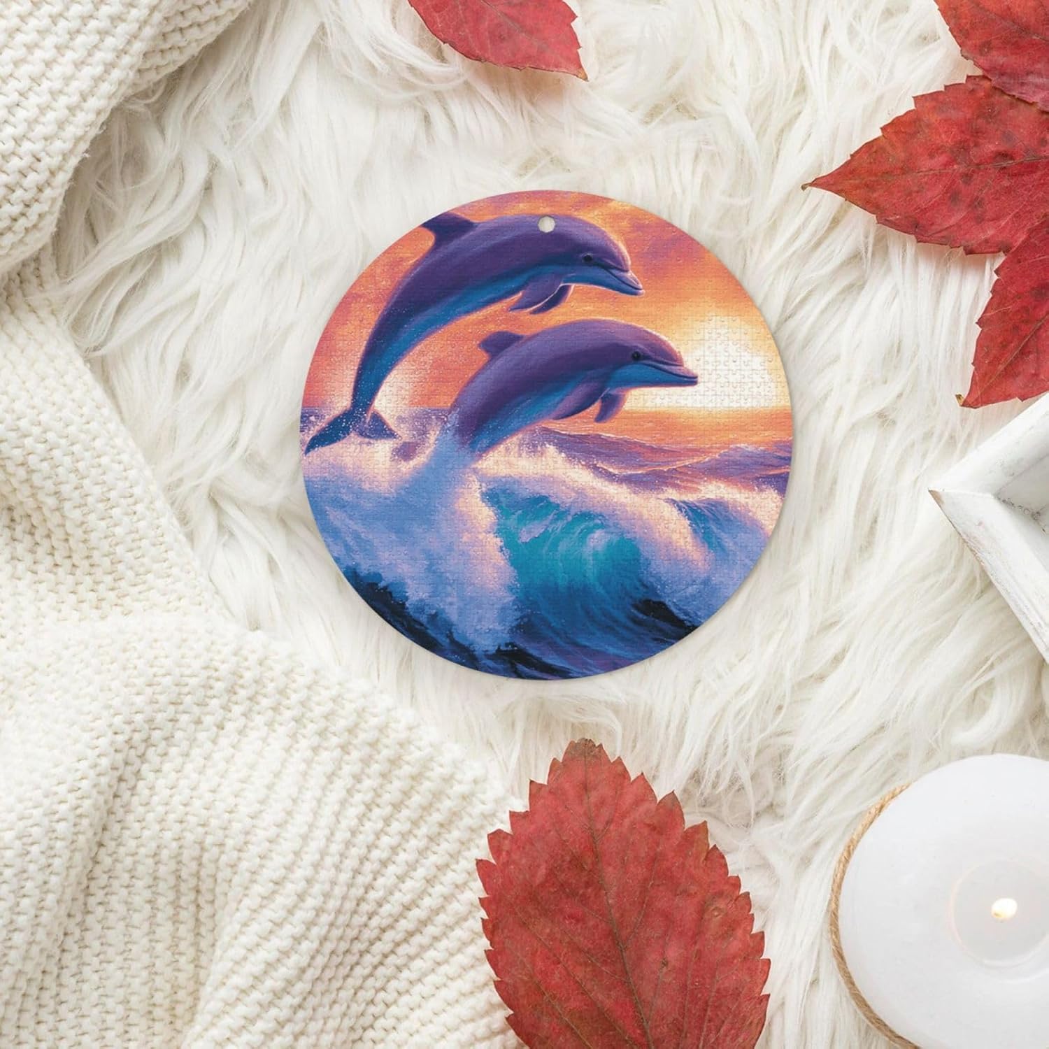 Car Air Freshener 24 PCS dolphins art Hanging Car Air Fresheners Auto Interior Decor Card Freshener Strong Scented Card Lavender Cars Scents for Office Bedroom Close Drawer Round Shape