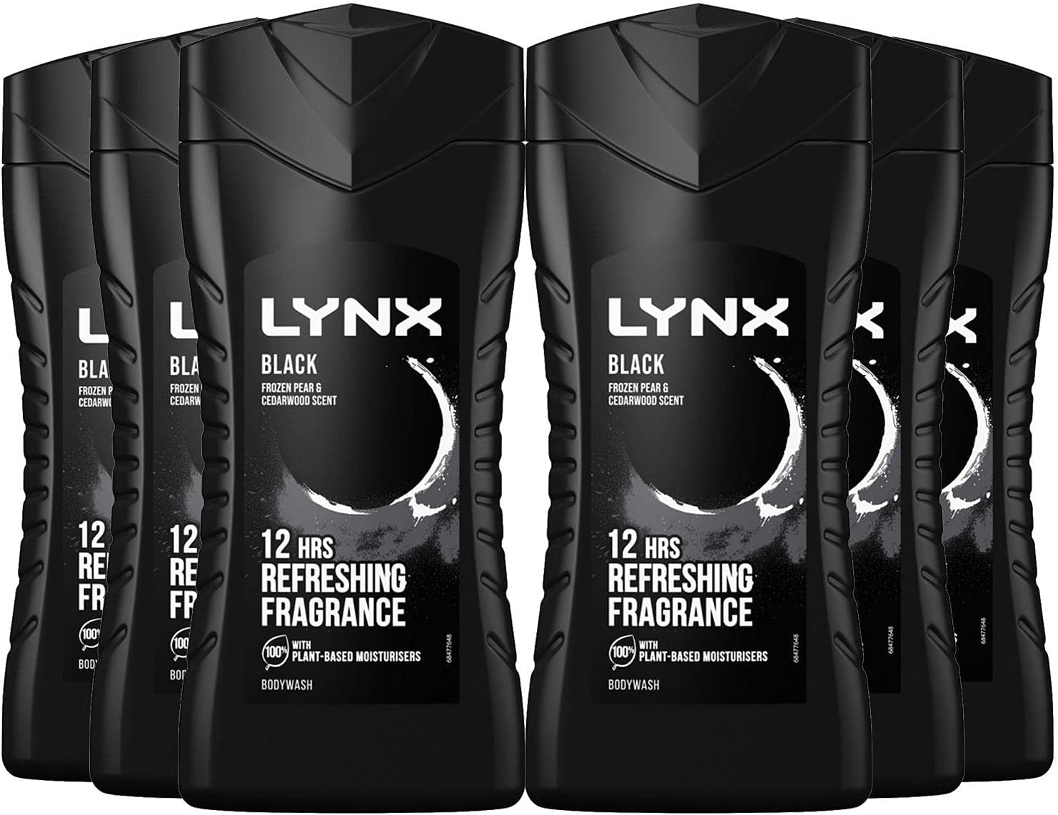 6pk of 225ml 12H Refreshing Black Frozen Pear & Cedarwood Scent Body wash