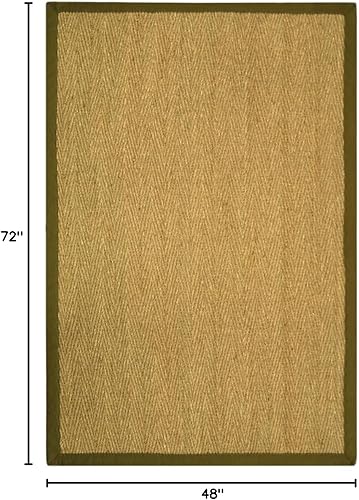 Miniatura 379 de Safavieh Colección de fibra natural NF115P - Alfombra (fibra natural), color gris, Fibras naturales beige, (Natural/Beige),Natural/Negro,Natural