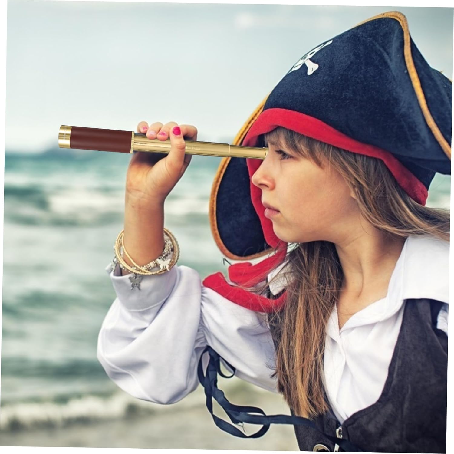 Retro Pirate Monocular Telescope 25x30 Copper Portable Coffee