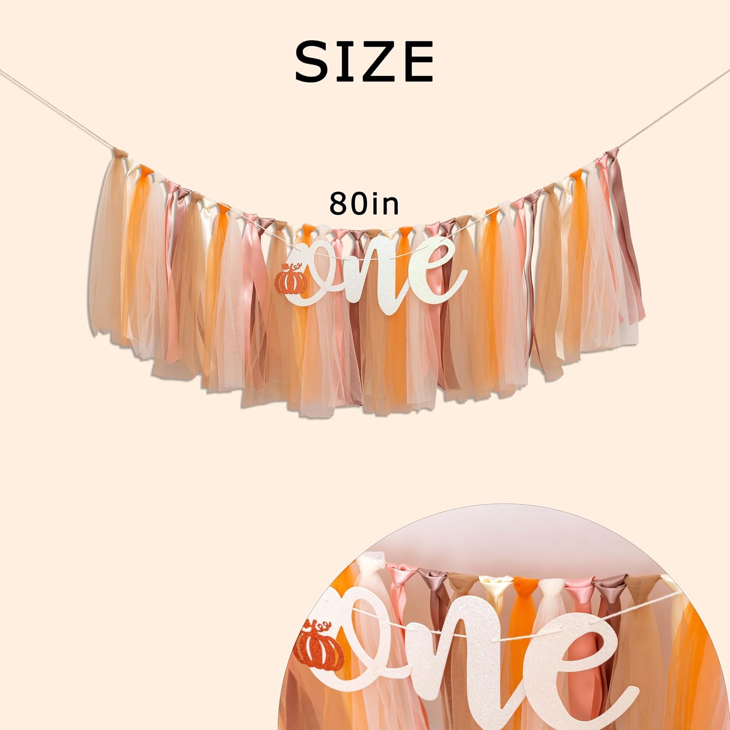 Pumpkin High Chair Banner - Halloween Decoration for Baby's First Birthday, Thanksgiving Fall Theme Party Photography Backdrop, Our Little Pumpkin Is Turning One Party Decor Cake Smash Photo Props image 2