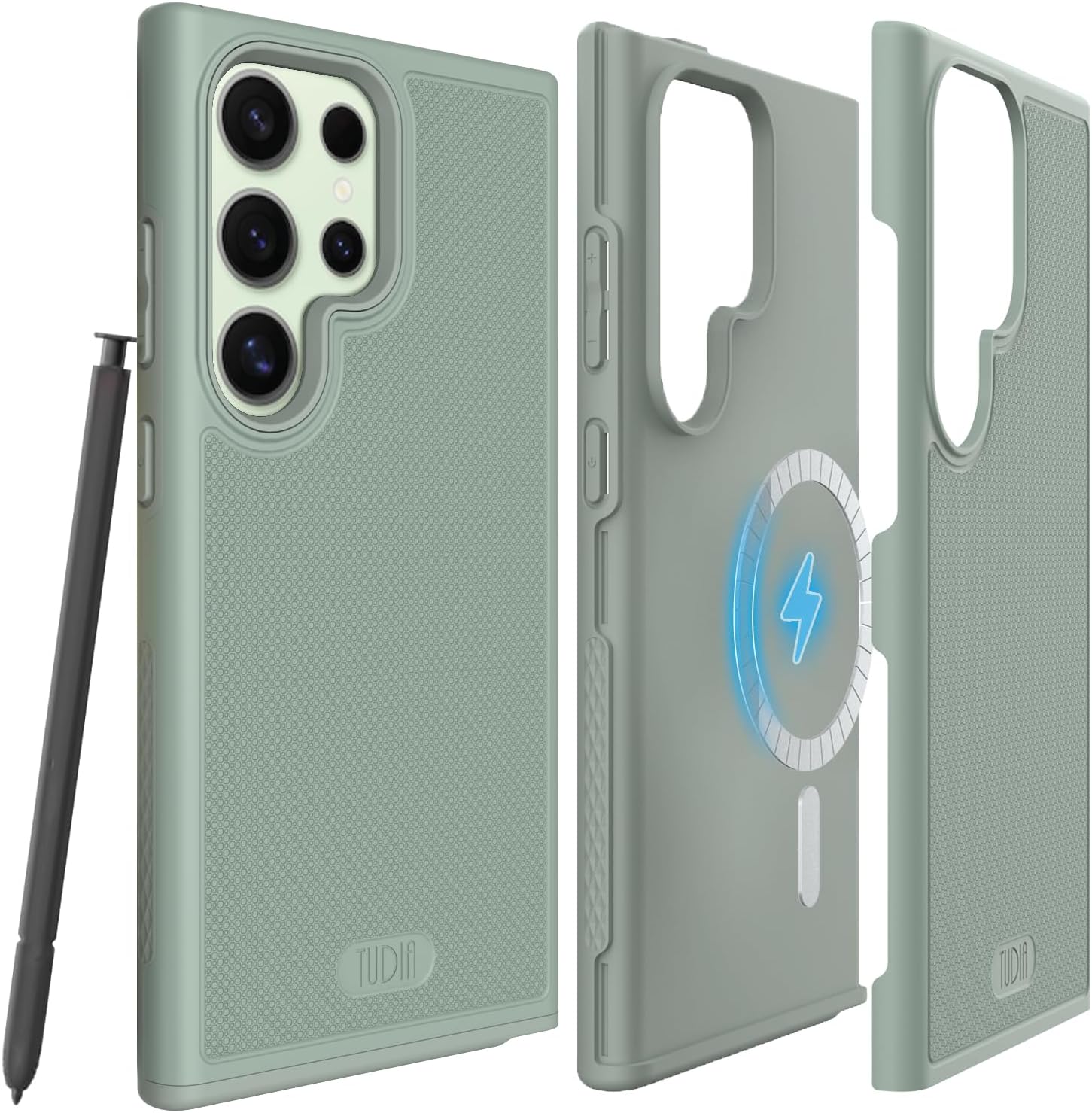 TUDIA MergeGrip Magsafe Compatible Phone Case for Samsung Galaxy S24 Ultra 2024 - Dual Layer, Shockproof, Military Grade, Non-Slip, Heavy Duty, Protector Cover Protective Phone Case - Green Lily