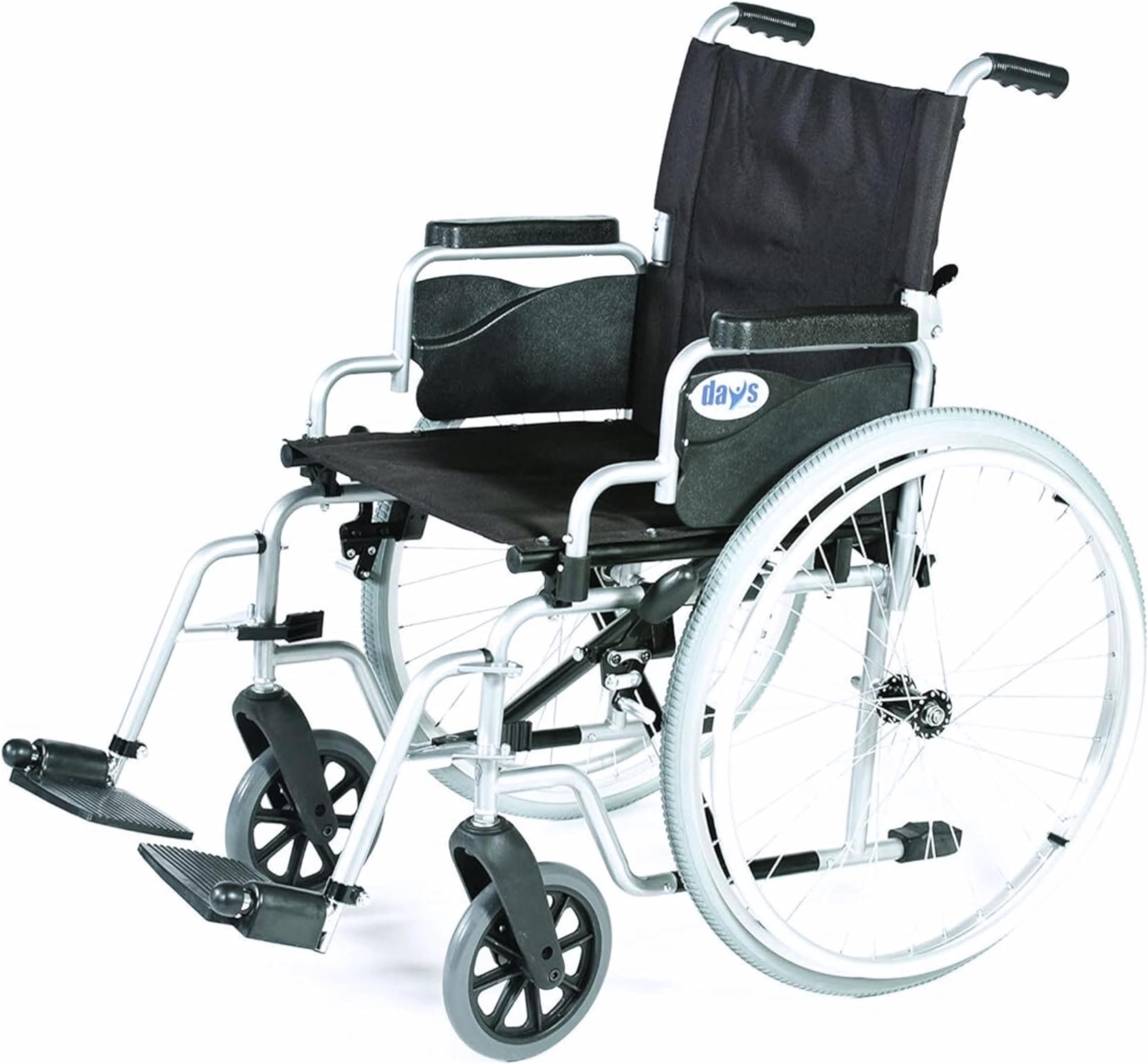 DAYS Whirl Self Propelled & Attendant Propelled Wheelchair, Lightweight Foldable Mobility Aid for Physically Impaired, Handicapped and Elderly users, 43cm