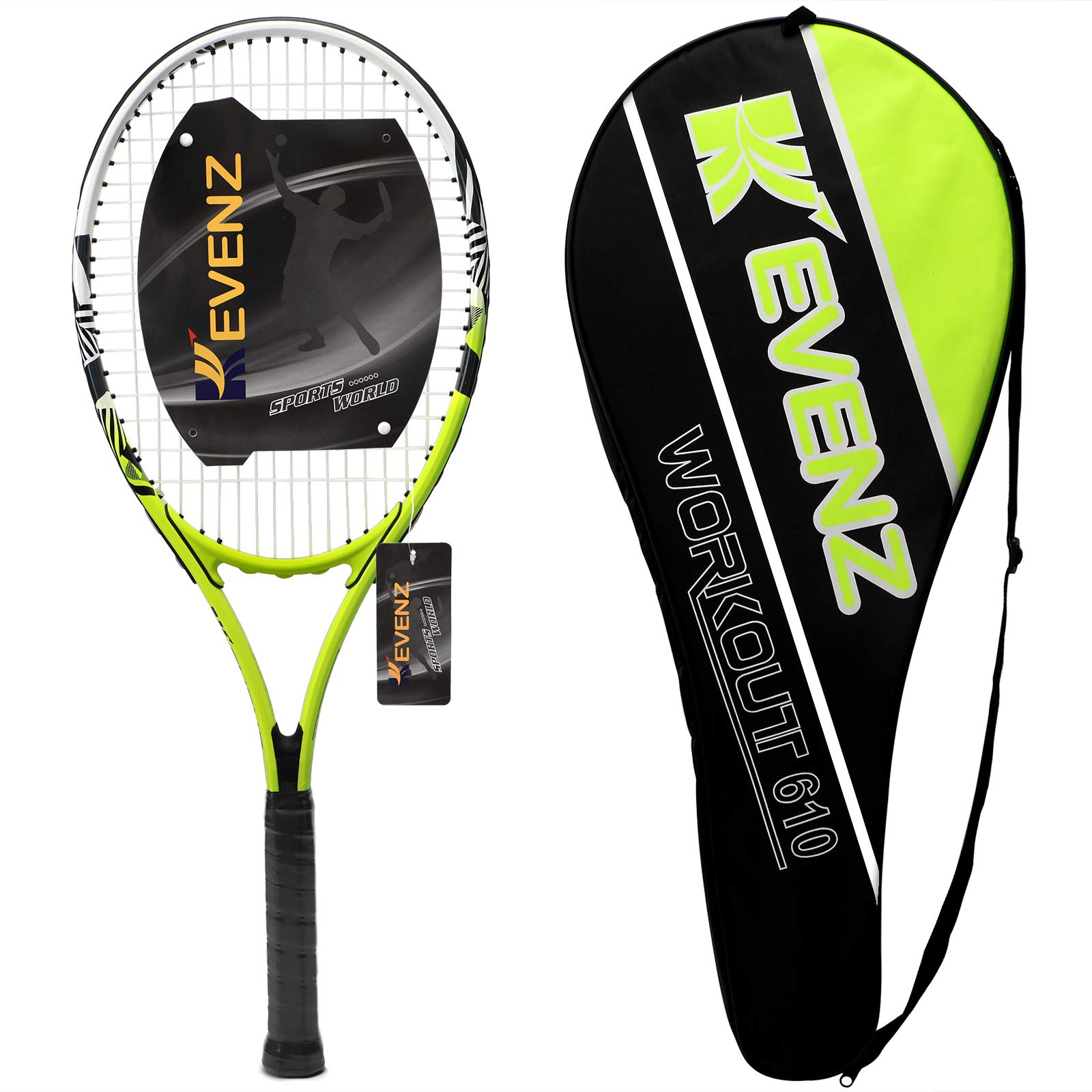 KEVENZ Tennis Racket for Adults,Carbon Fiber Tennis Racquet with Carring Bag,Light Weight and Shock Resistant,Green