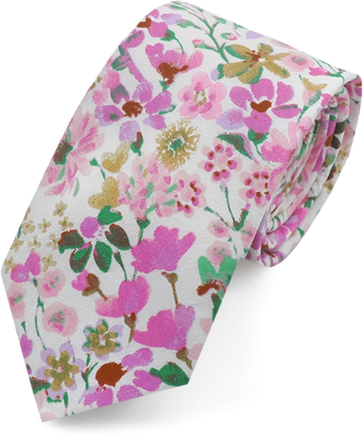 LJBFNN Floral Ties for Men Flower Pattern Mens Ties 2.8" Cotton Neckties for Wedding Groomsmens Party Formal Attire Tuxedo