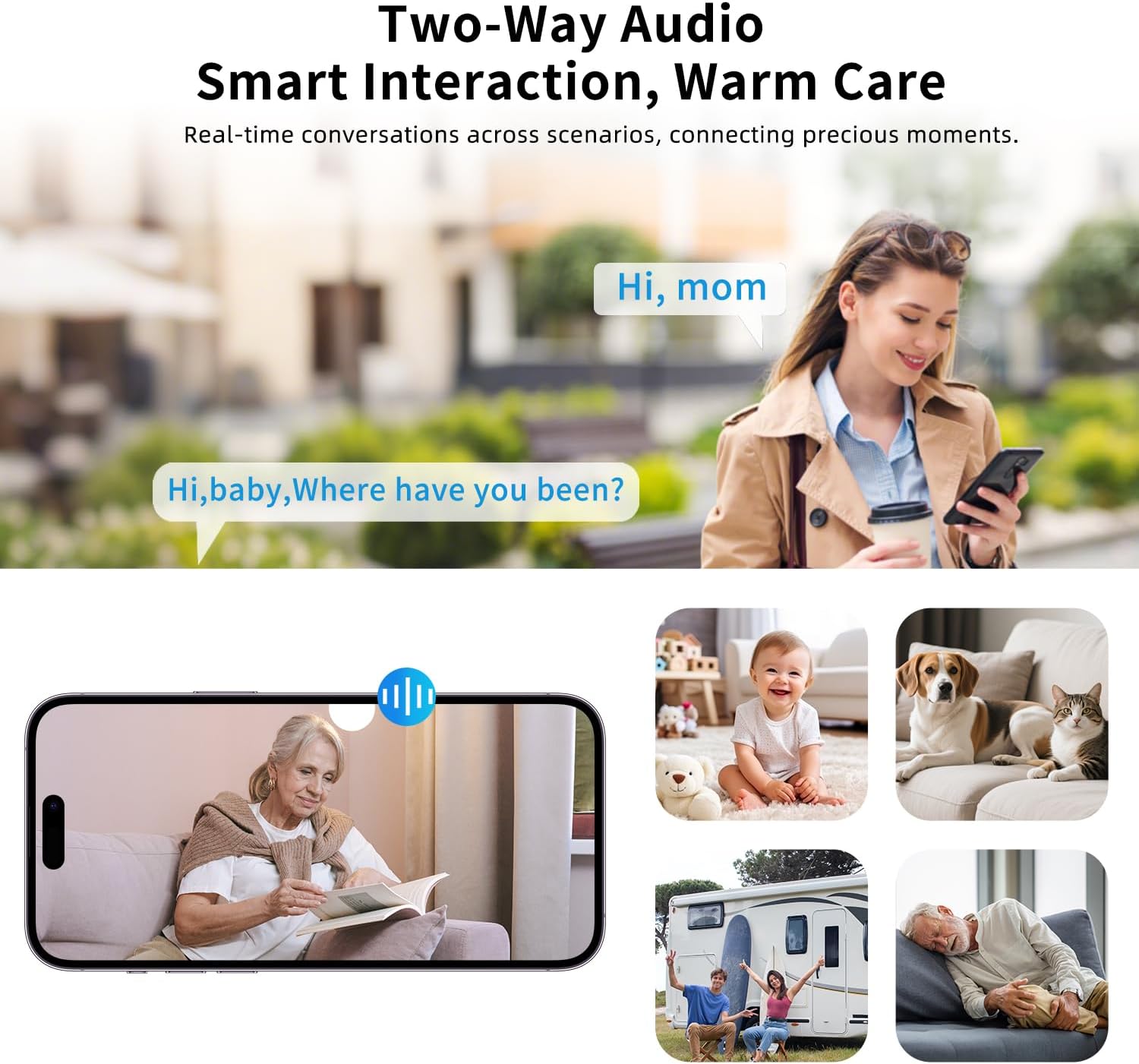 4G LTE Cellular Security Indoor Camer Wireless, Monthly Fee, Pet Camera with Speaker for Dog/Cat, Baby Monitor, Power Battery,HD 360°Full View Two-Way Talk,Indoor No WiFi Camera Home Security