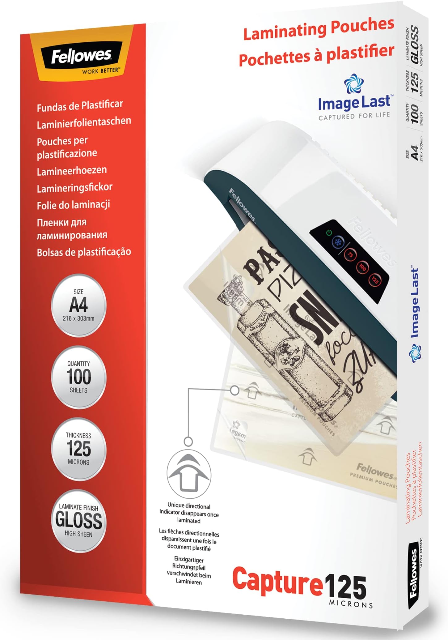 Fellowes Pouches Opache Enhance80 A4 - Confezione Da 100 Fogli, 80 Micron, Per Plastificatrice - Foto 2