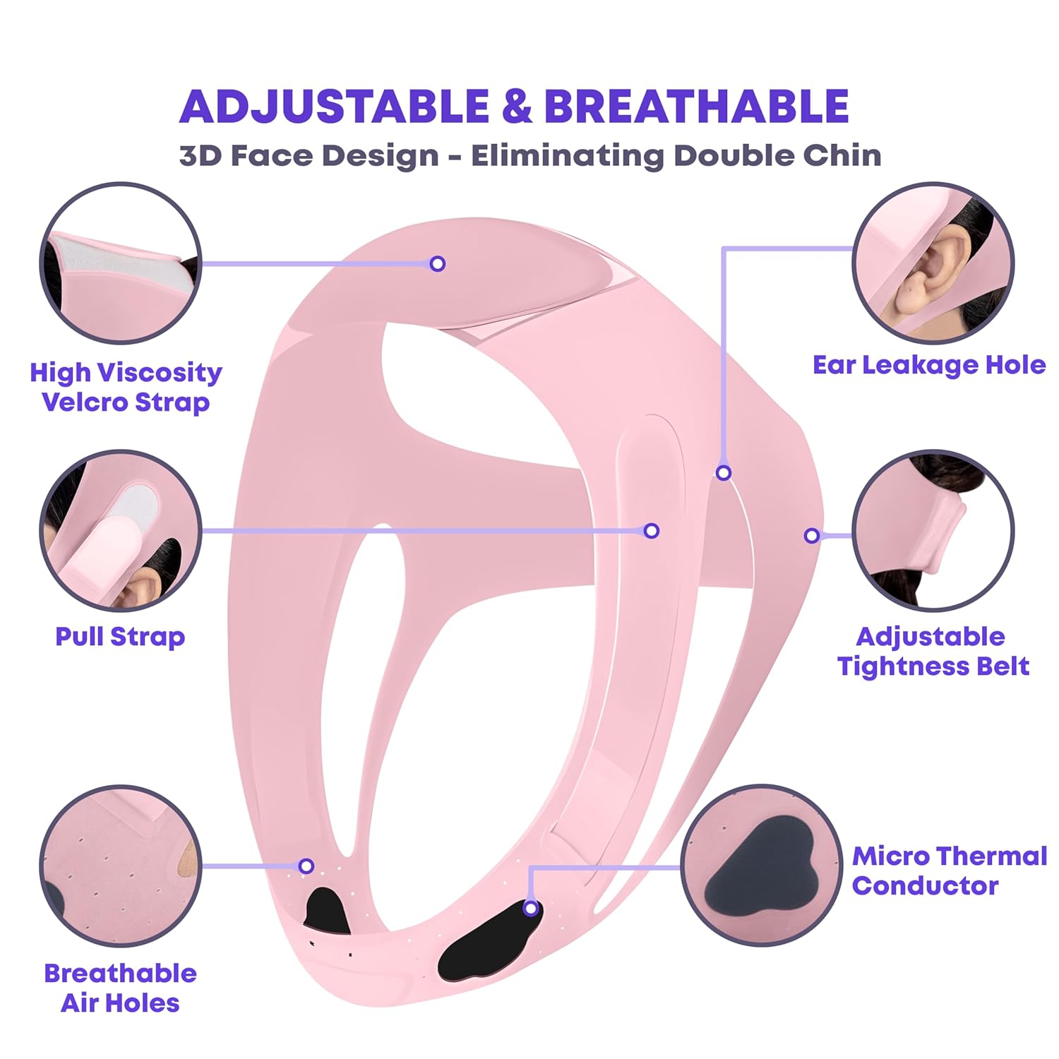 Silicone V Line Face Lifting Mask with Adjustable Double Chin Strap for Women