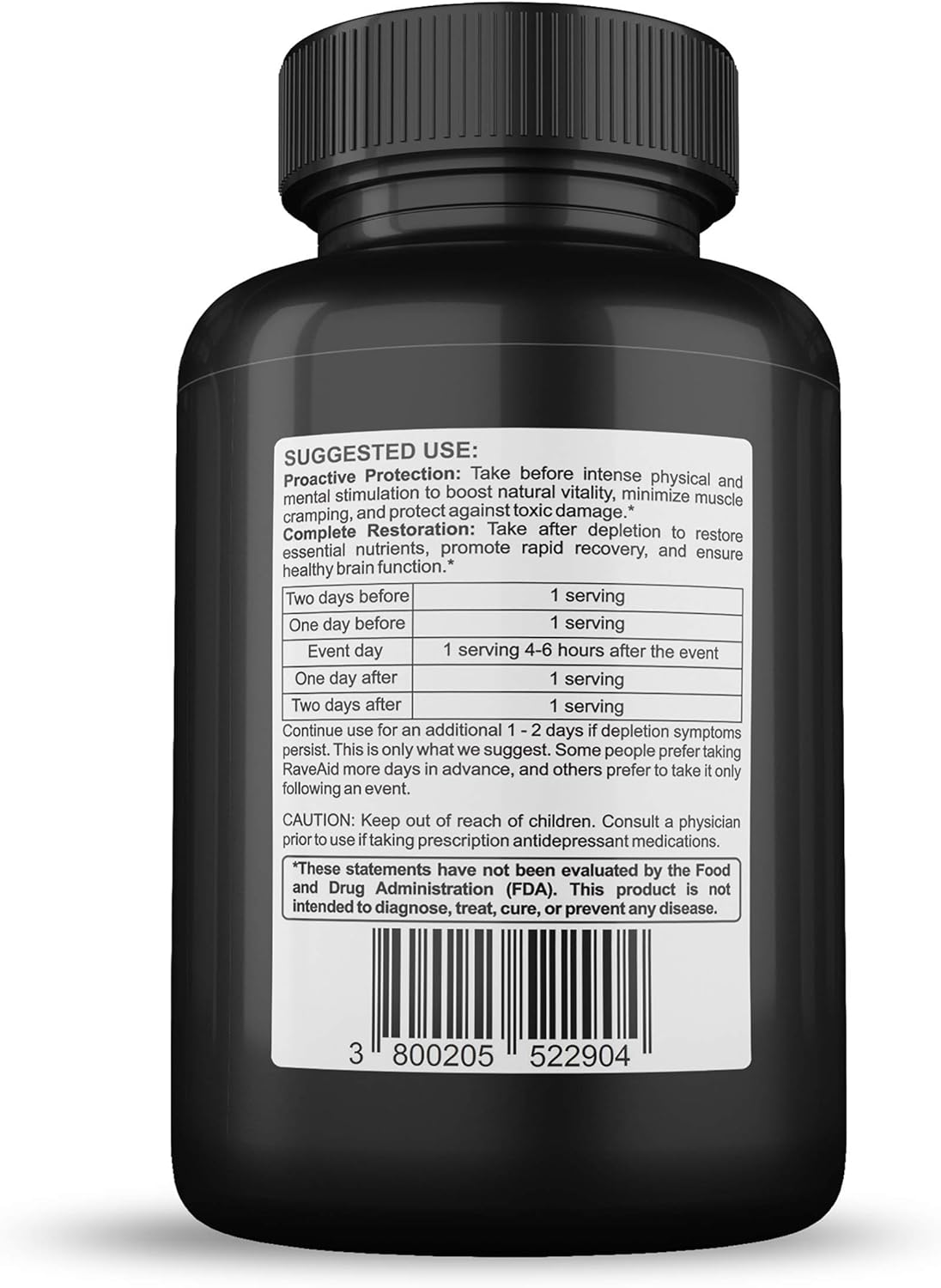 RaveAid Trusted Since 2011 - Prevent Comedowns, Reduce Jaw Clenching, Neurotoxicity Protection | Party & Rave Recovery Cure & Supplement (60 Capsules)