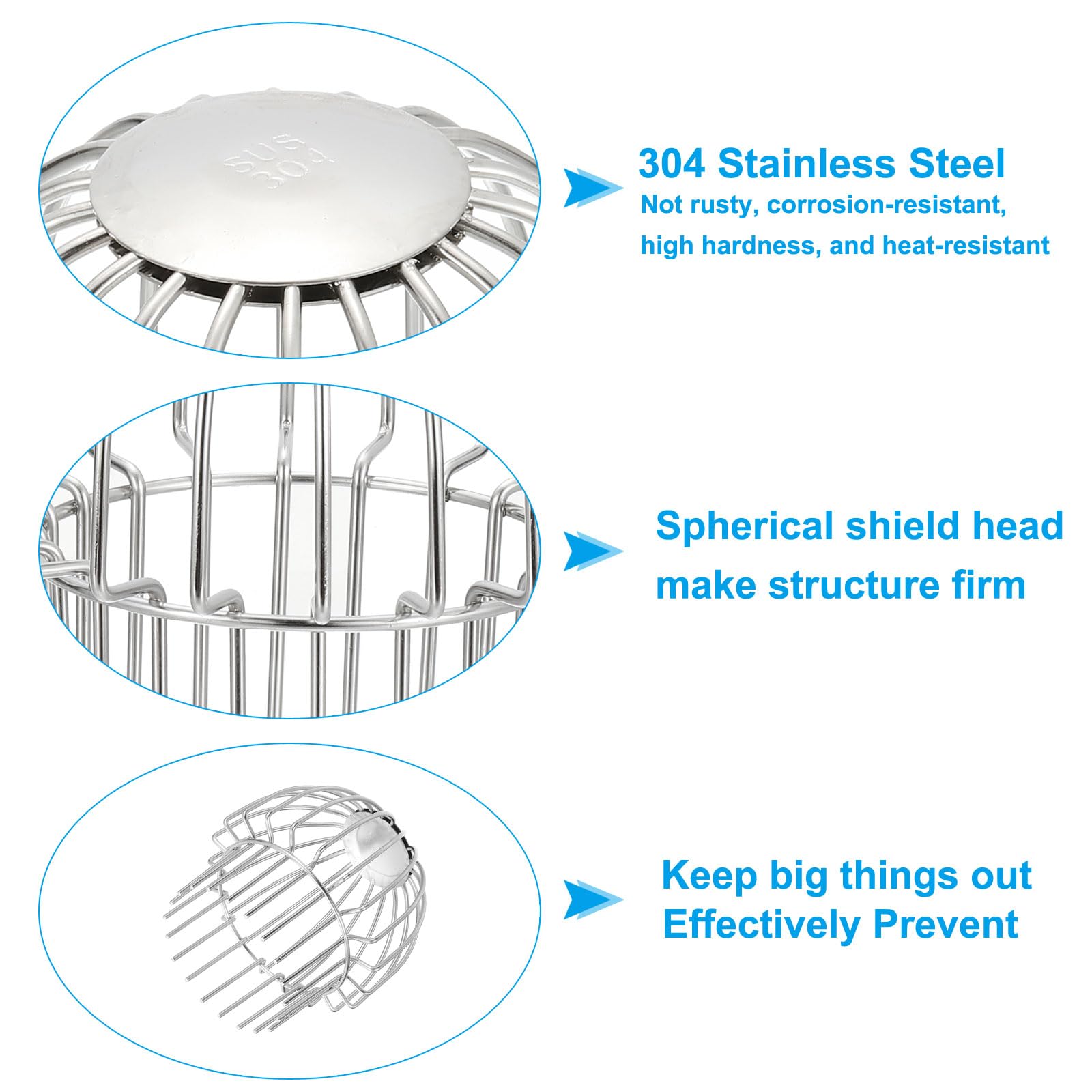 PATIKIL Gutter Guard 4 Inch, 2 Pack 304 Stainless Steel Down Pipe Filter - Image 3