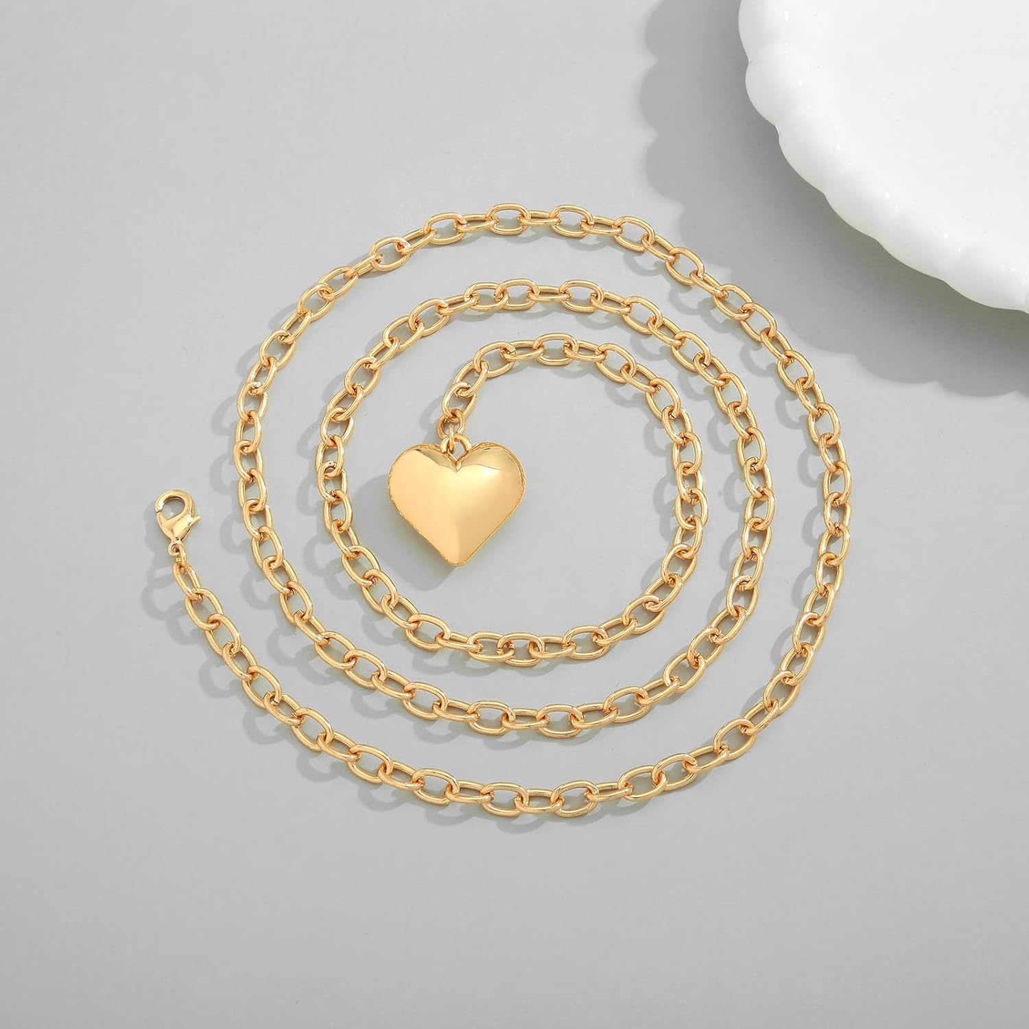 Heart Pendant Necklaces for Women Statement Chunky Chain Necklace Love Heart Charm Choker Necklace - Image 9