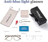 Vista 6 de Lentes de bloqueo de luz azul para mujeres y hombres, redondos, retro, antifatiga ocular, para juegos de computadora (leopardo + cristal)