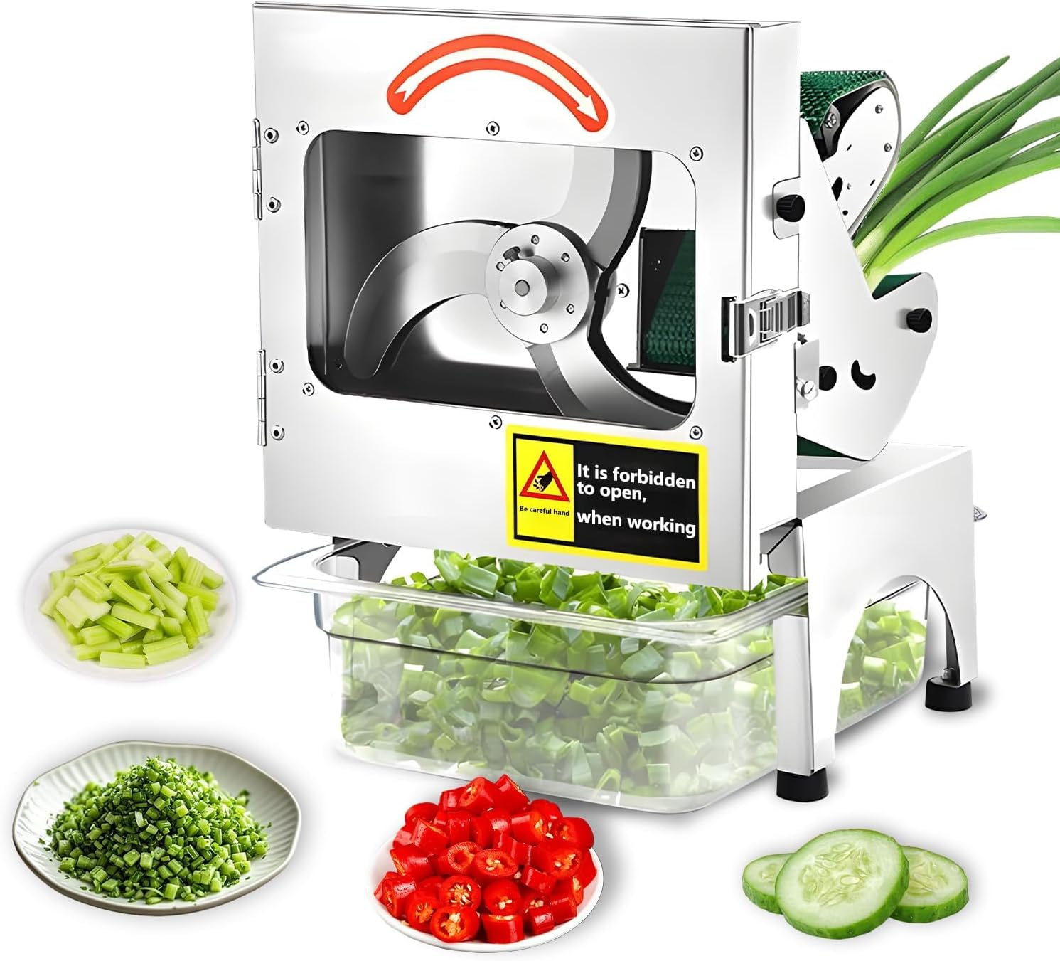 Cortadora de Verduras Eléctrica Comercial 200W, 400 lb/h, Acero Inoxidable