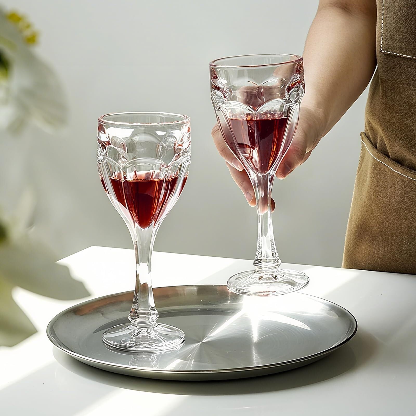 Set di bicchieri da vino da 2,228 ml in cristallo soffiato a mano Bordeaux, bordo liscio, stelo lungo for vino rosso bianco, regalo for l'anniversario di matrimonio Bicchiere per bevande
