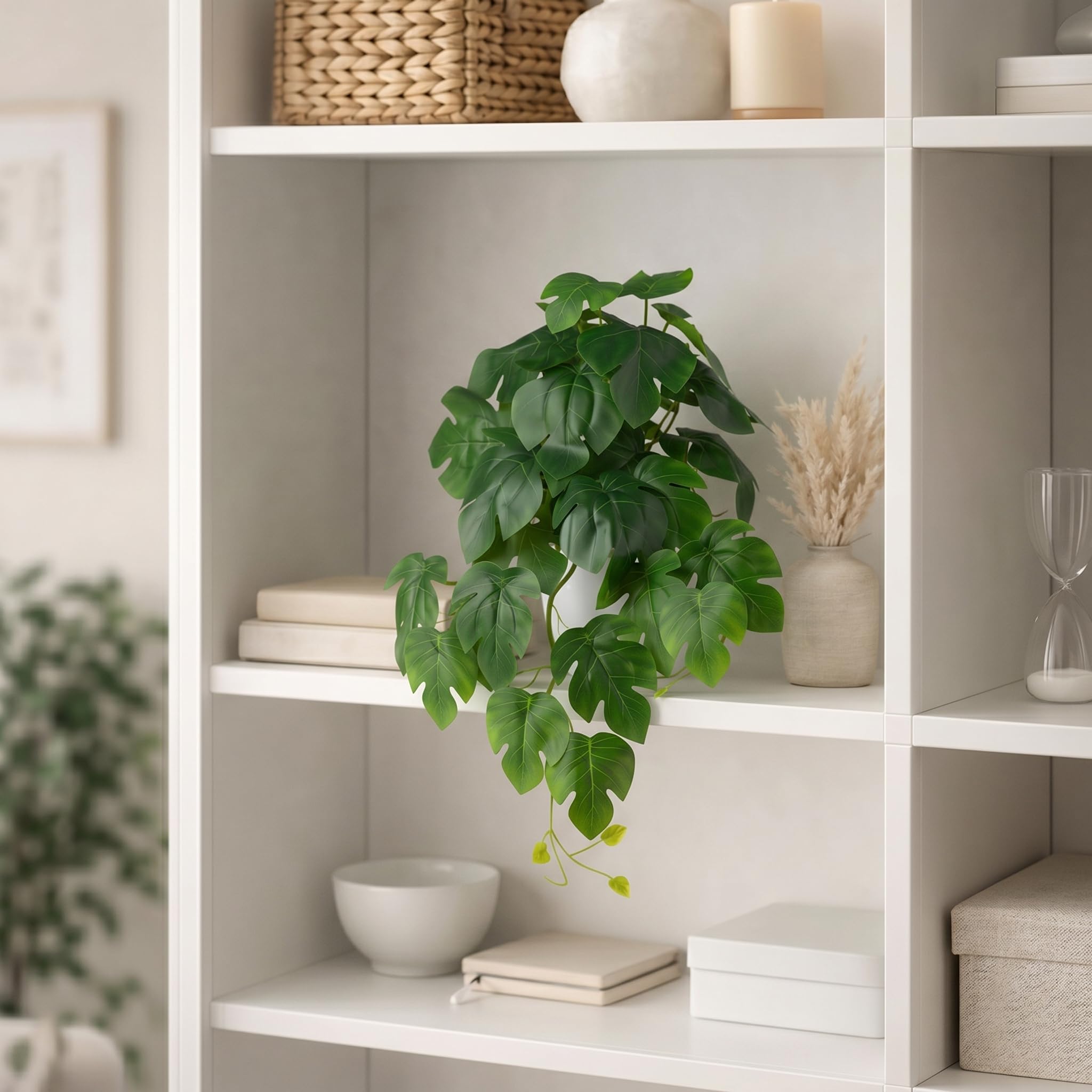PASCH® Piante artificiali da appendere: Monstera artificiale | piante artificiali come vere | piante artificiali da appendere | pianta artificiale da appendere in vaso | pianta da appendere